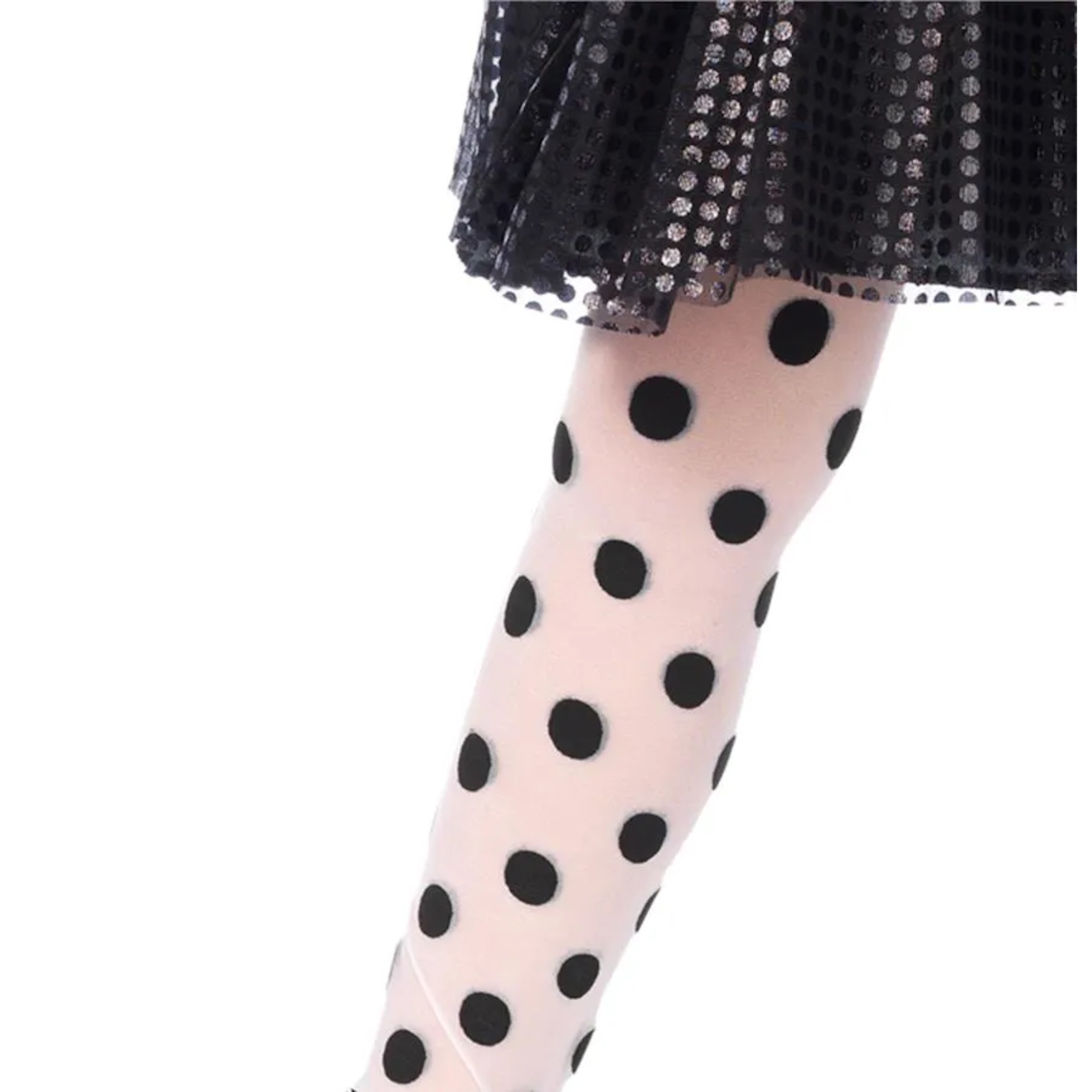 Black White Polka Dot Tights Child Costume Accessory Large