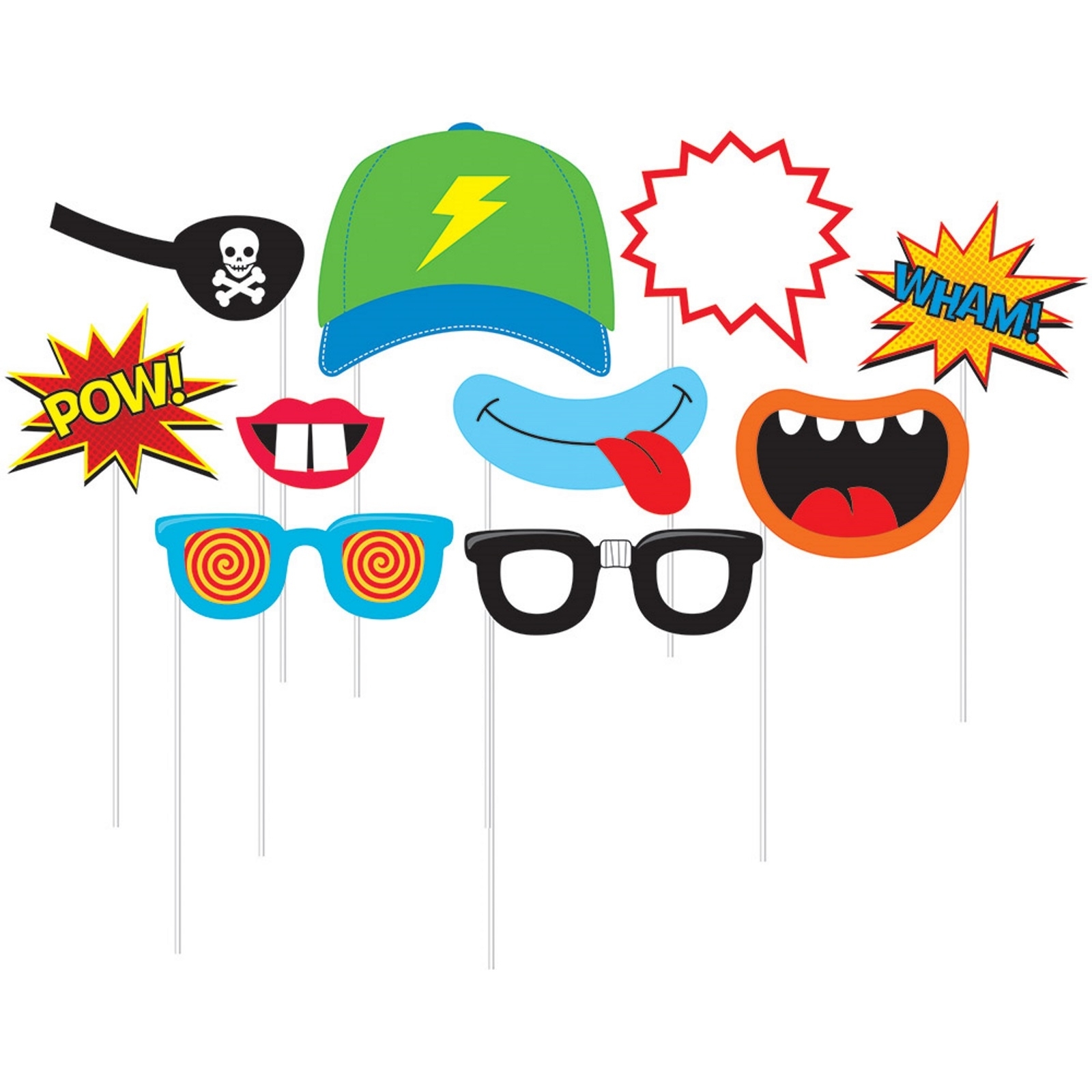 Boys Birthday Photo Booth Prop Set (Pack of 10)