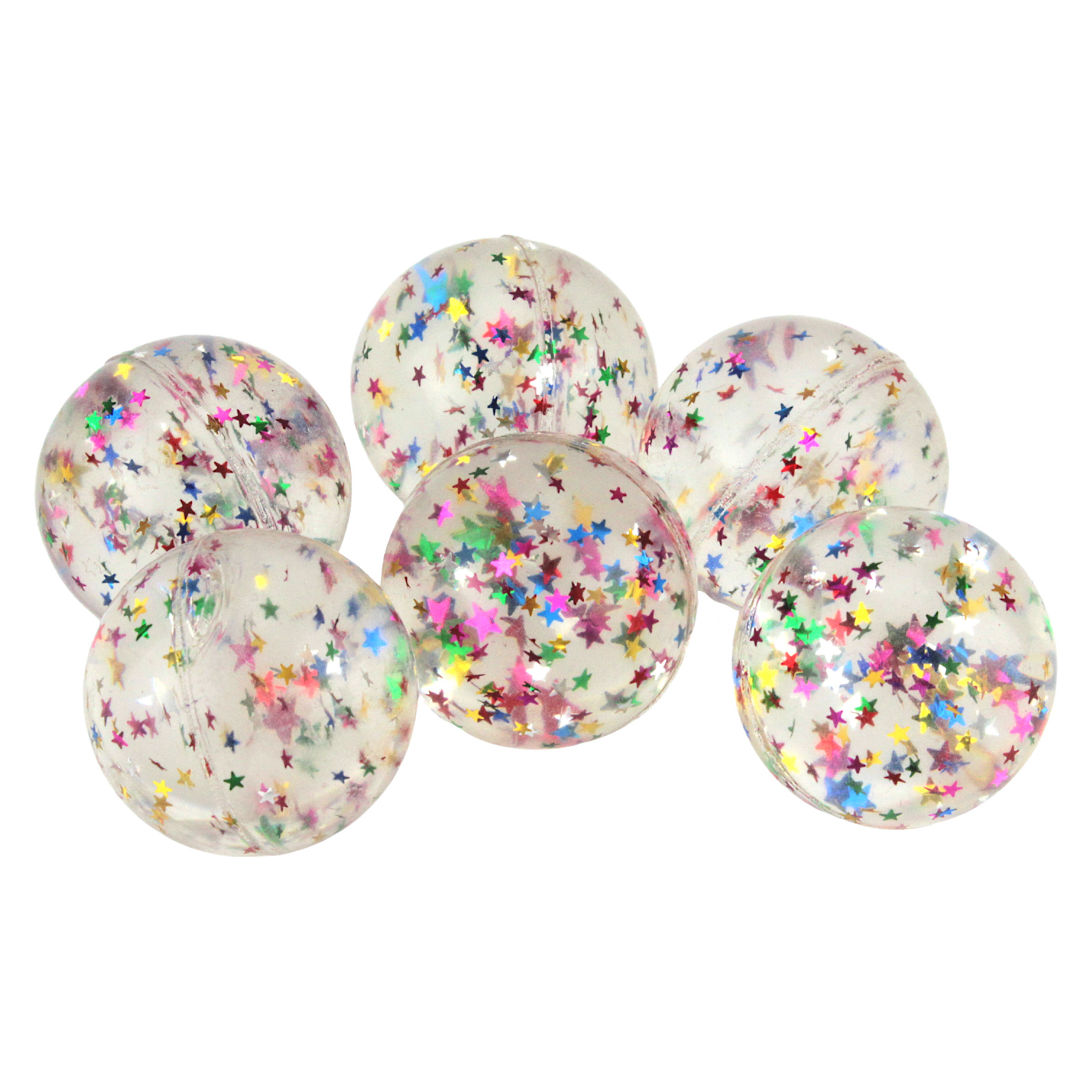 Pack of 6 Large Glitter Bounce Balls