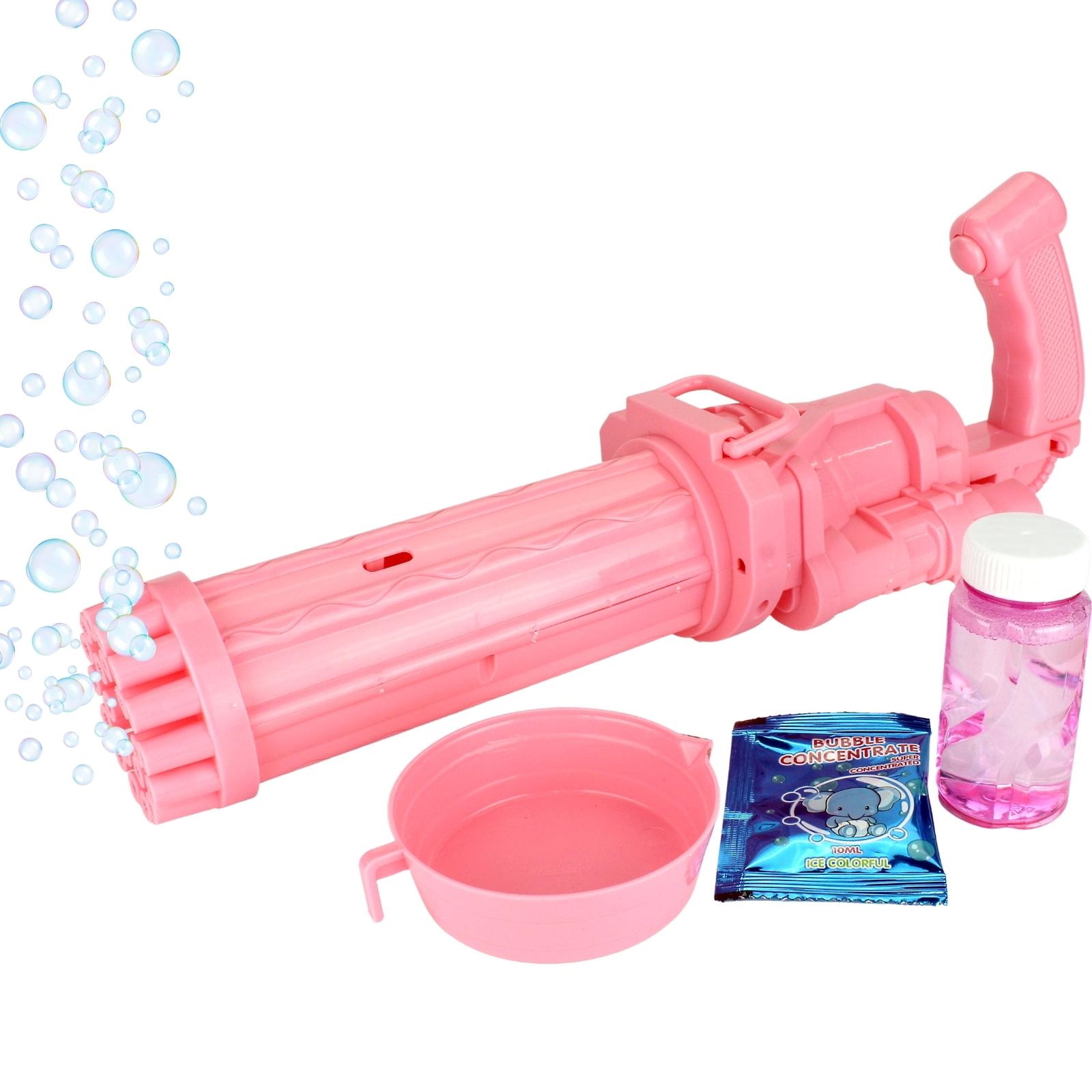Pink 21 Hole Gatling Electric Bubble Gun
