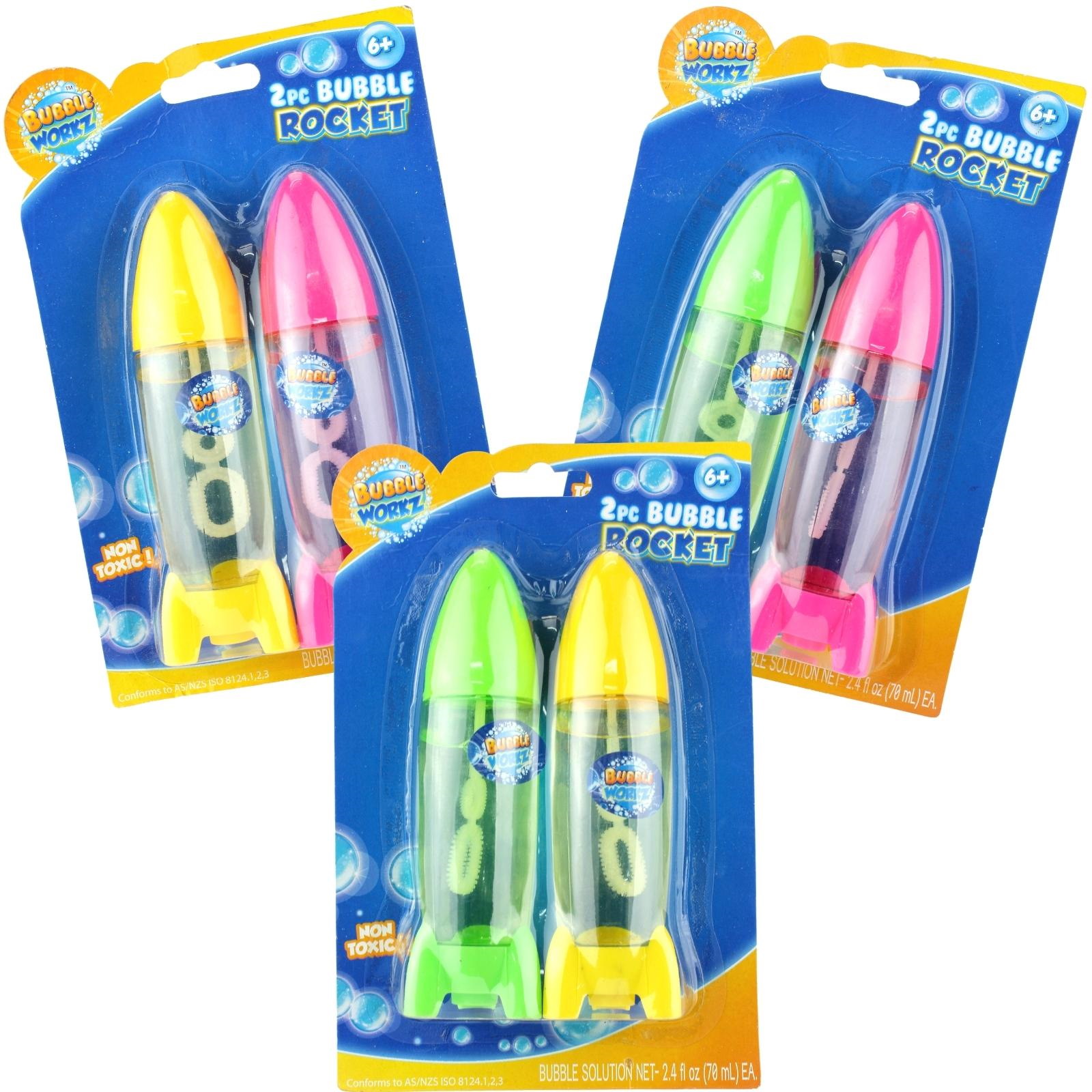 Coloured Rocket Bubble Bottles (Pack of 2)