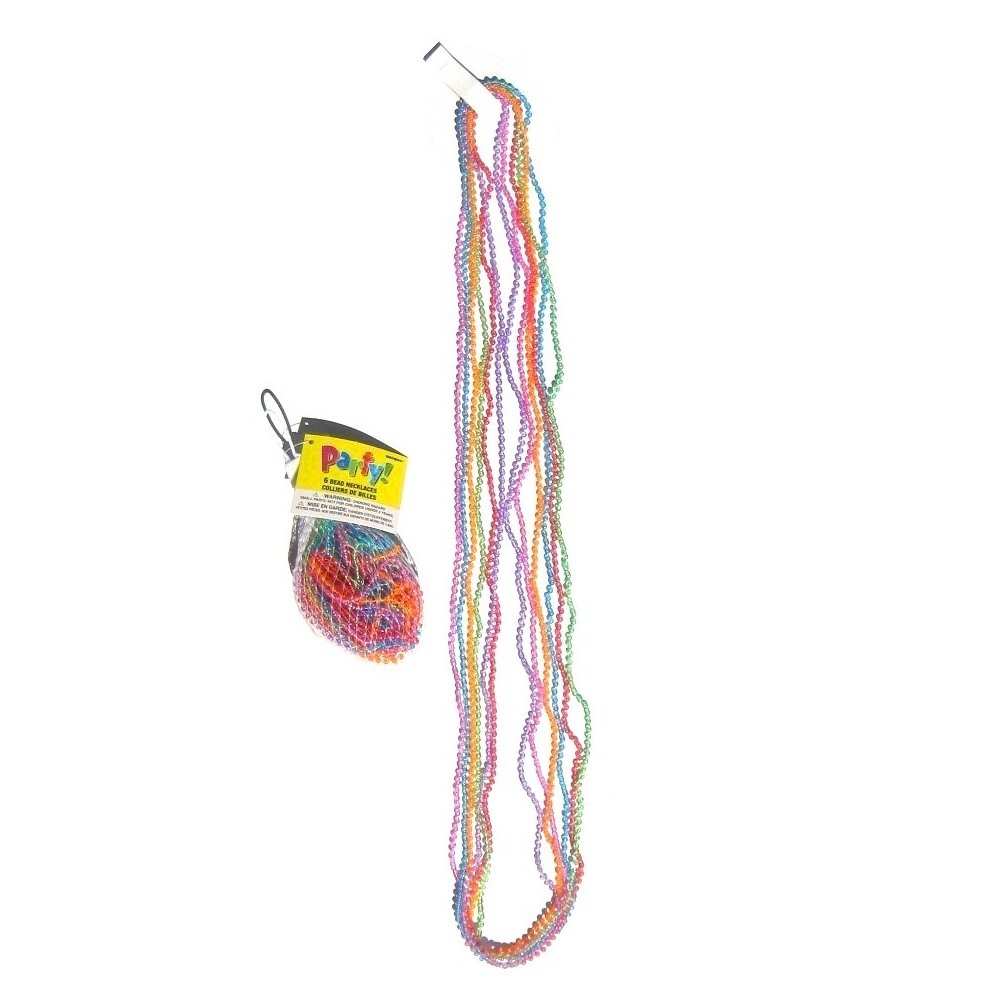 Colourful Beaded Necklaces (Pack of 6)