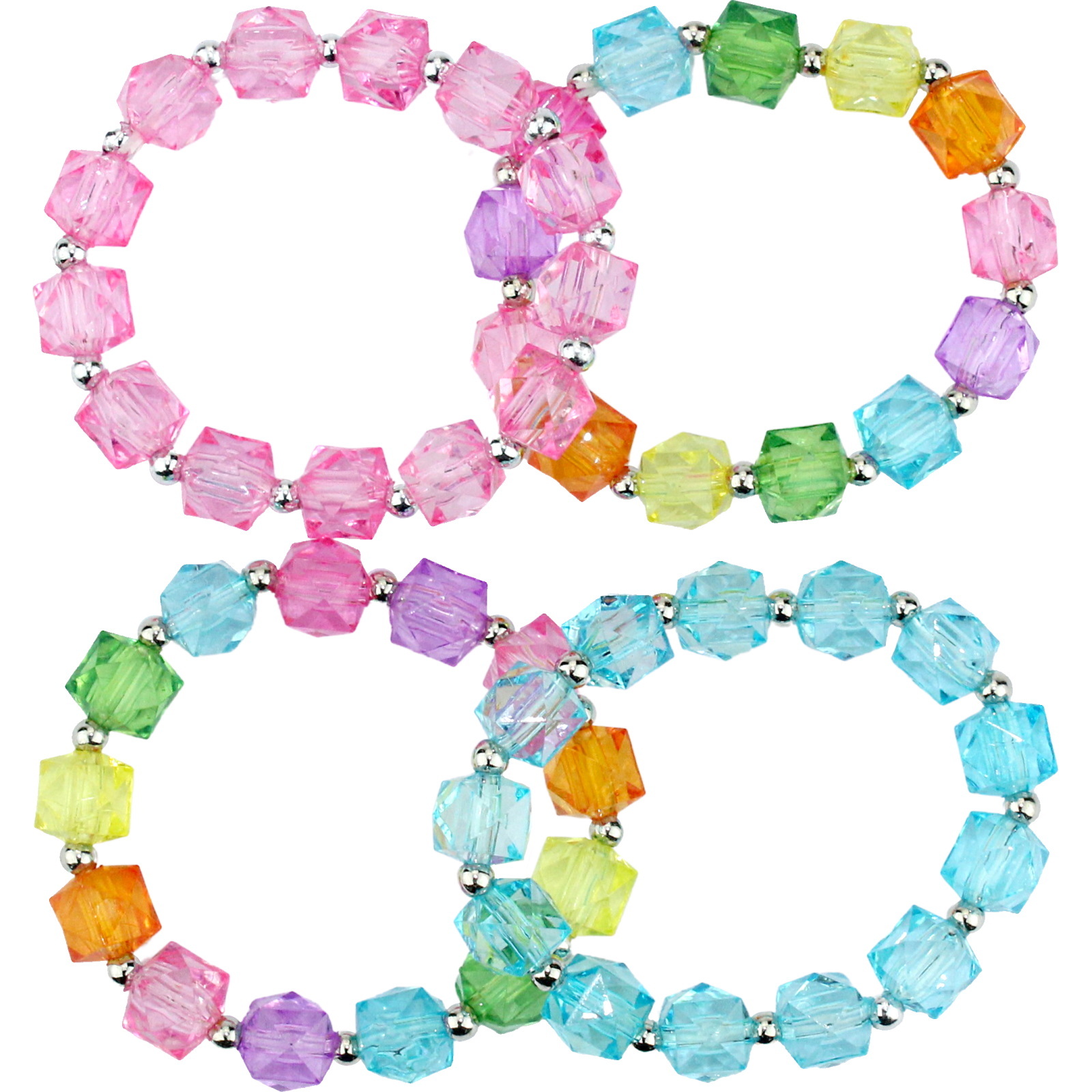 Coloured Novelty Crystal Bracelets (Pack of 4)