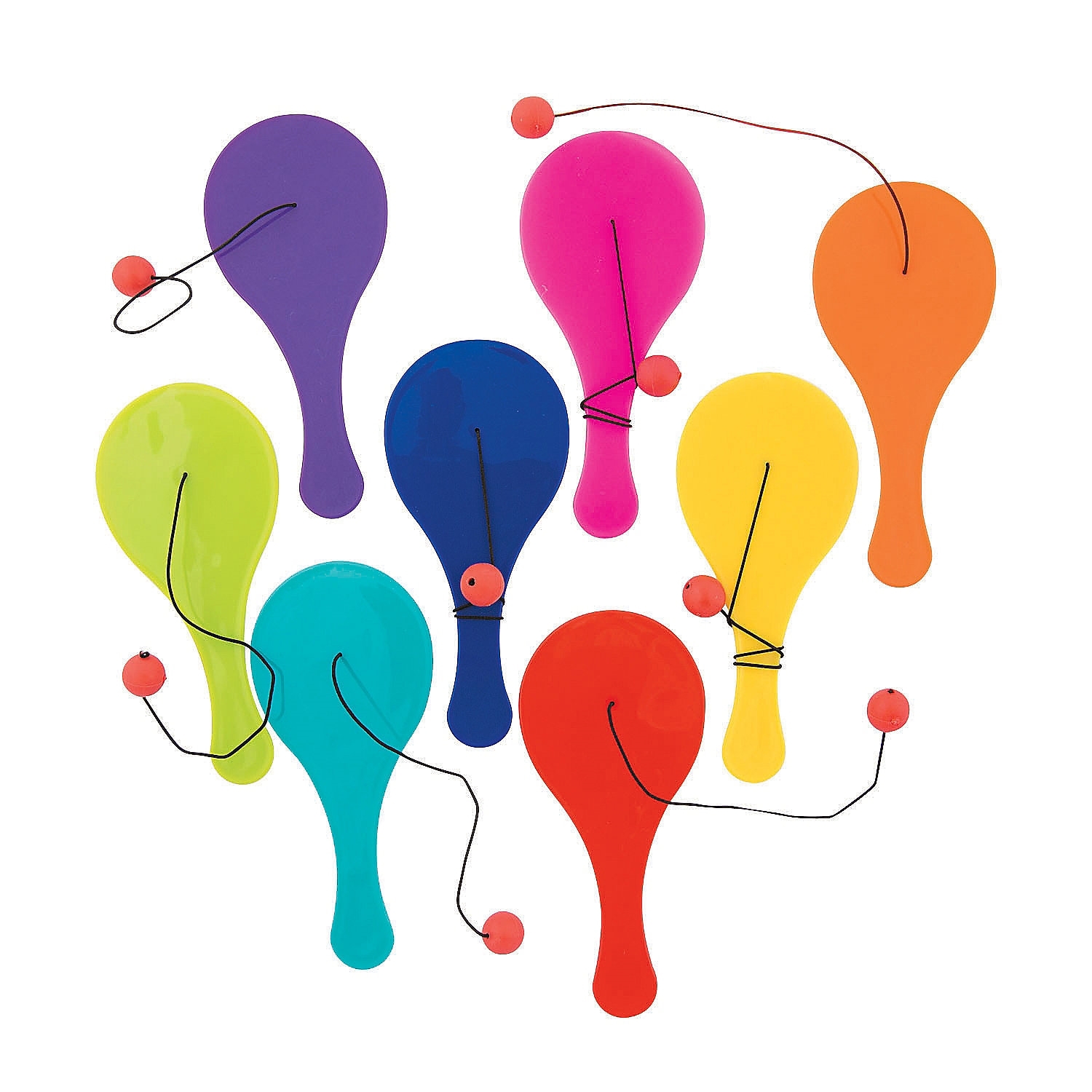Assorted Coloured Paddleball Toys (Pack 48)