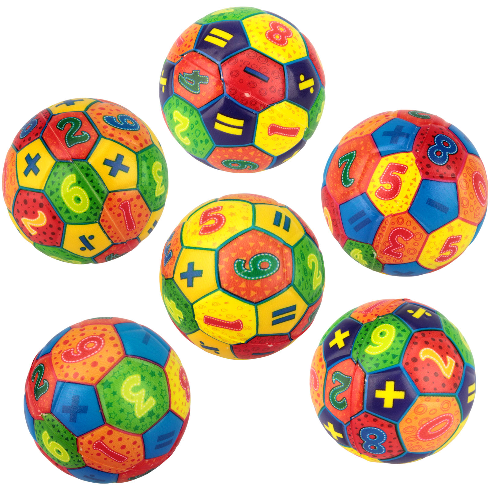 Assorted Coloured Number Foam Balls (Pack of 6) 