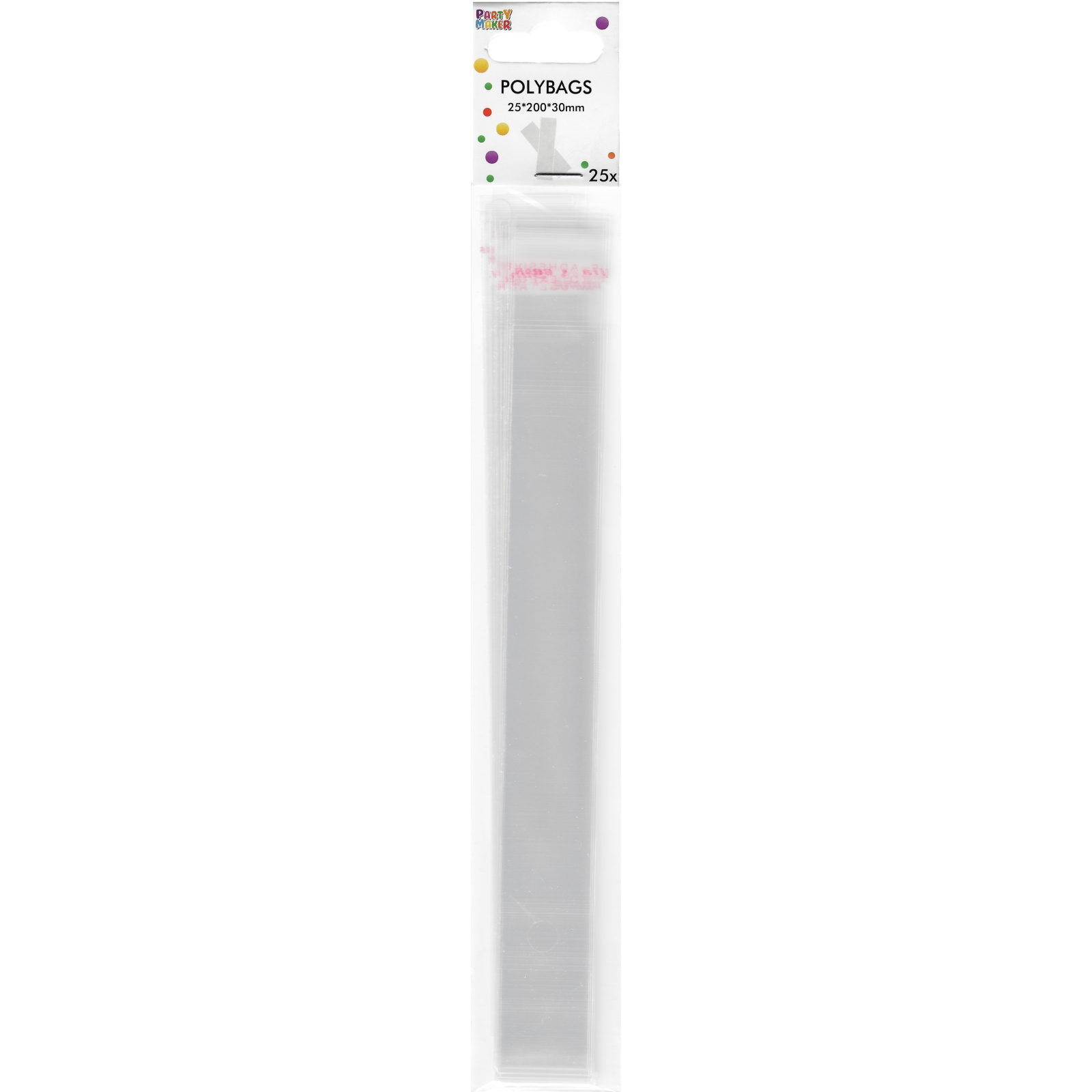 Clear Cellophane Polybag Treat Tubes 2.5cm x 20cm (Pack of 25)
