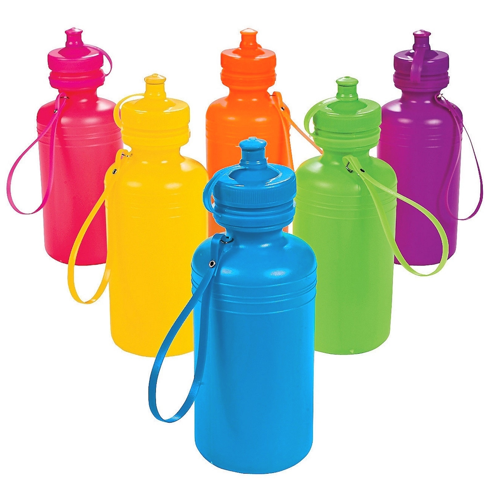 Neon Plastic Drink Bottles (Pack of 12)