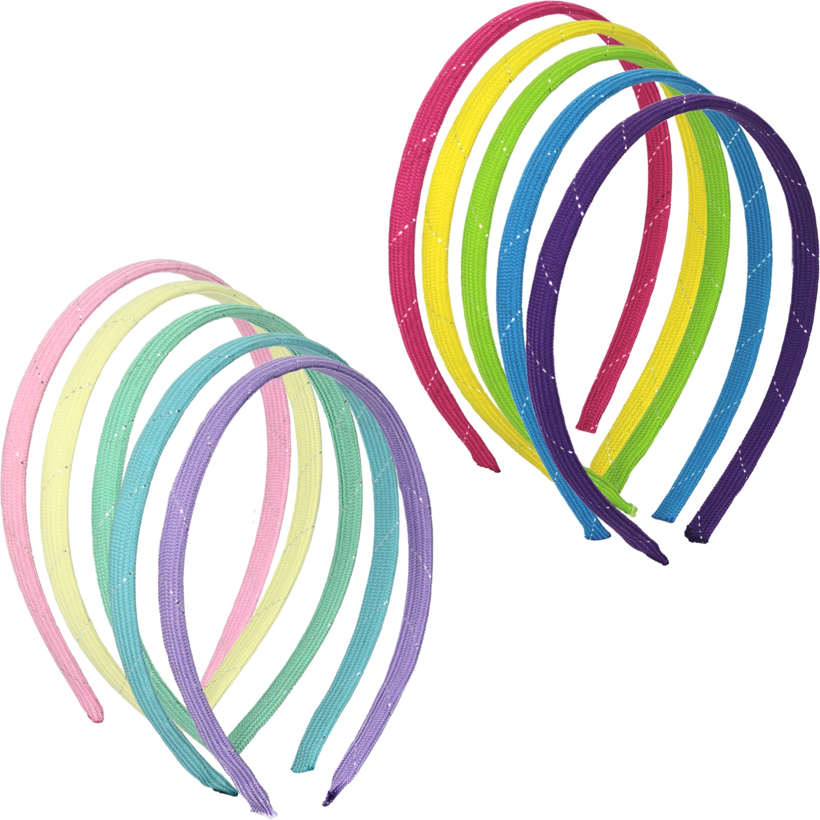 Pack of 5 Assorted Glitter Headbands (Assorted Colours)