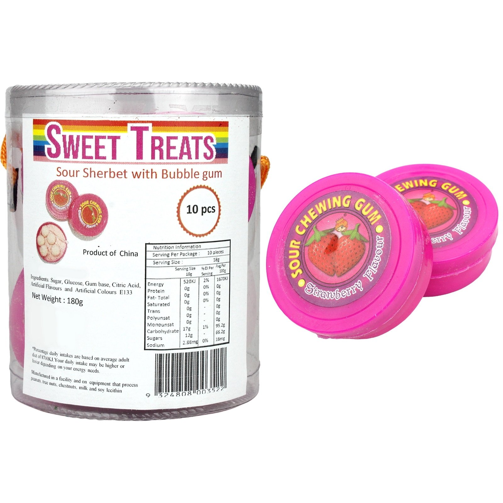 Sour Sherbet With Bubble Gum (Pack of 10)