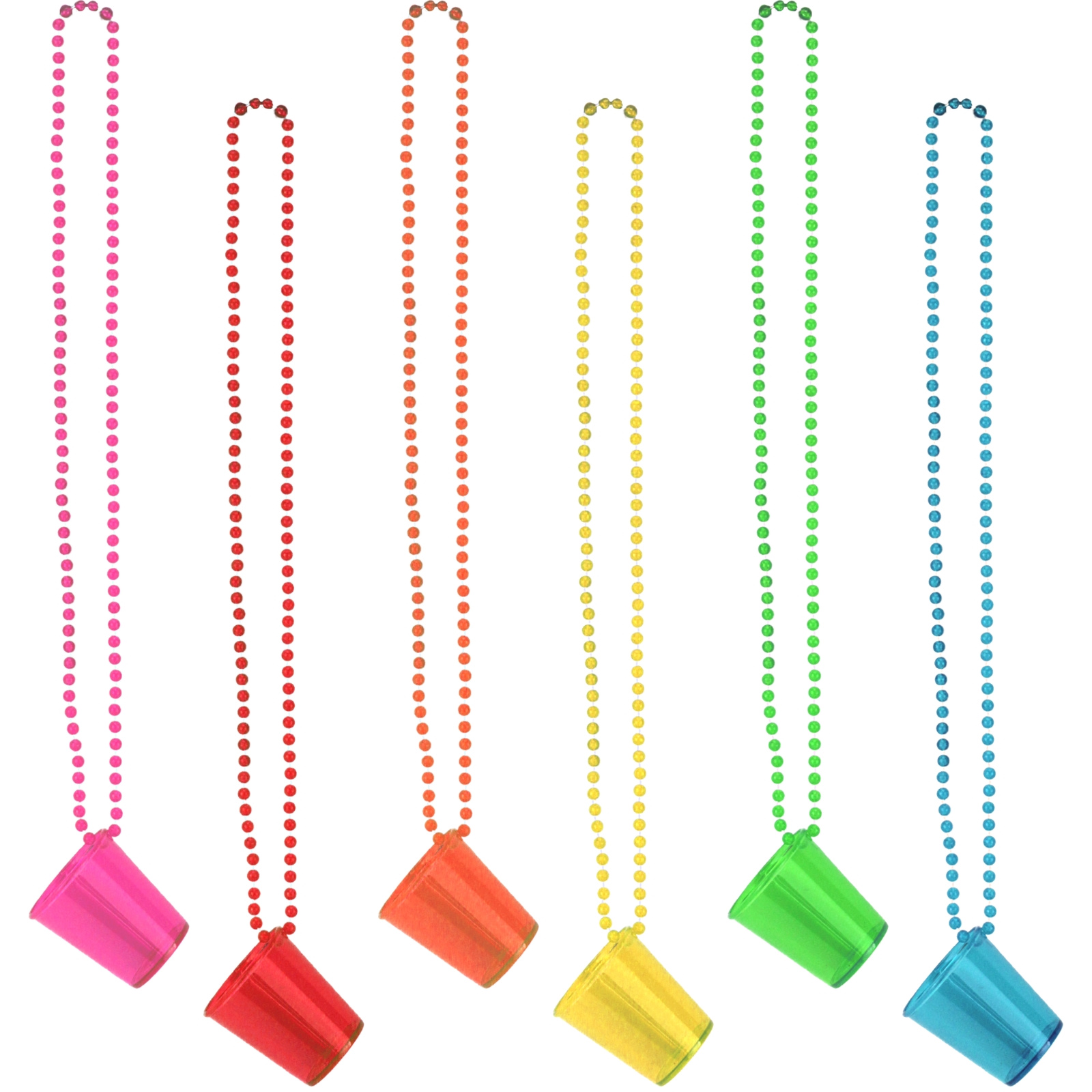 Pack 6 Plastic Shot Glass Necklaces