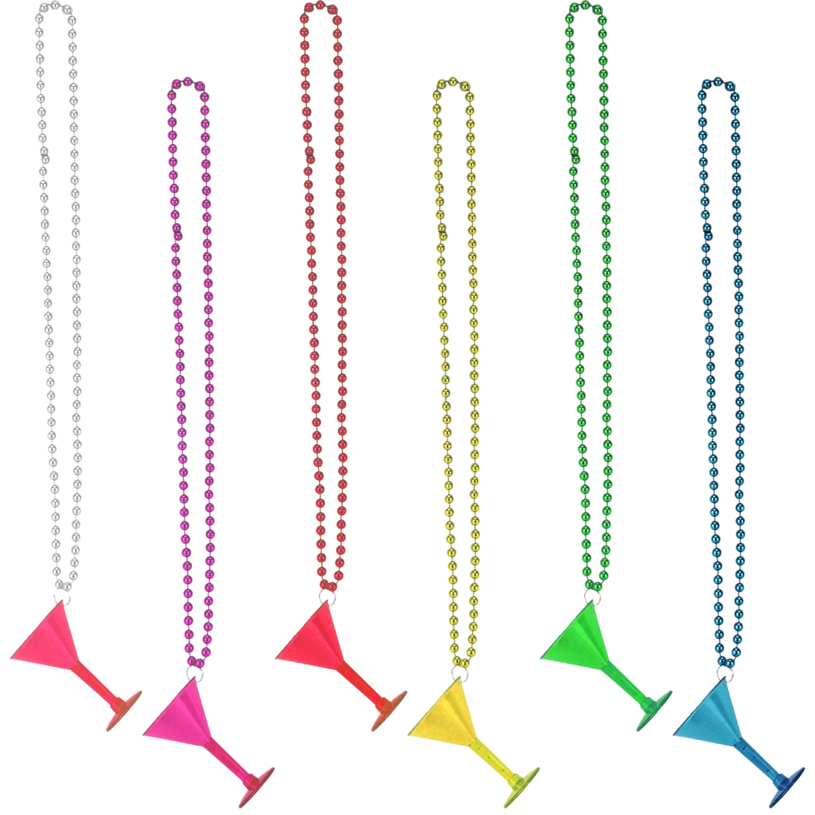 Pack 6 Cocktail Martini Glass Necklaces