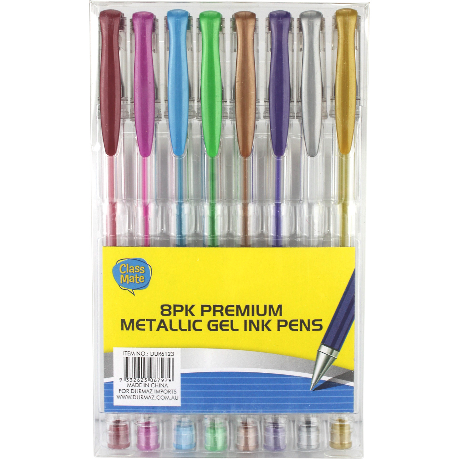 Assorted Metallic Gel Ink Pens (Pack of 8) 