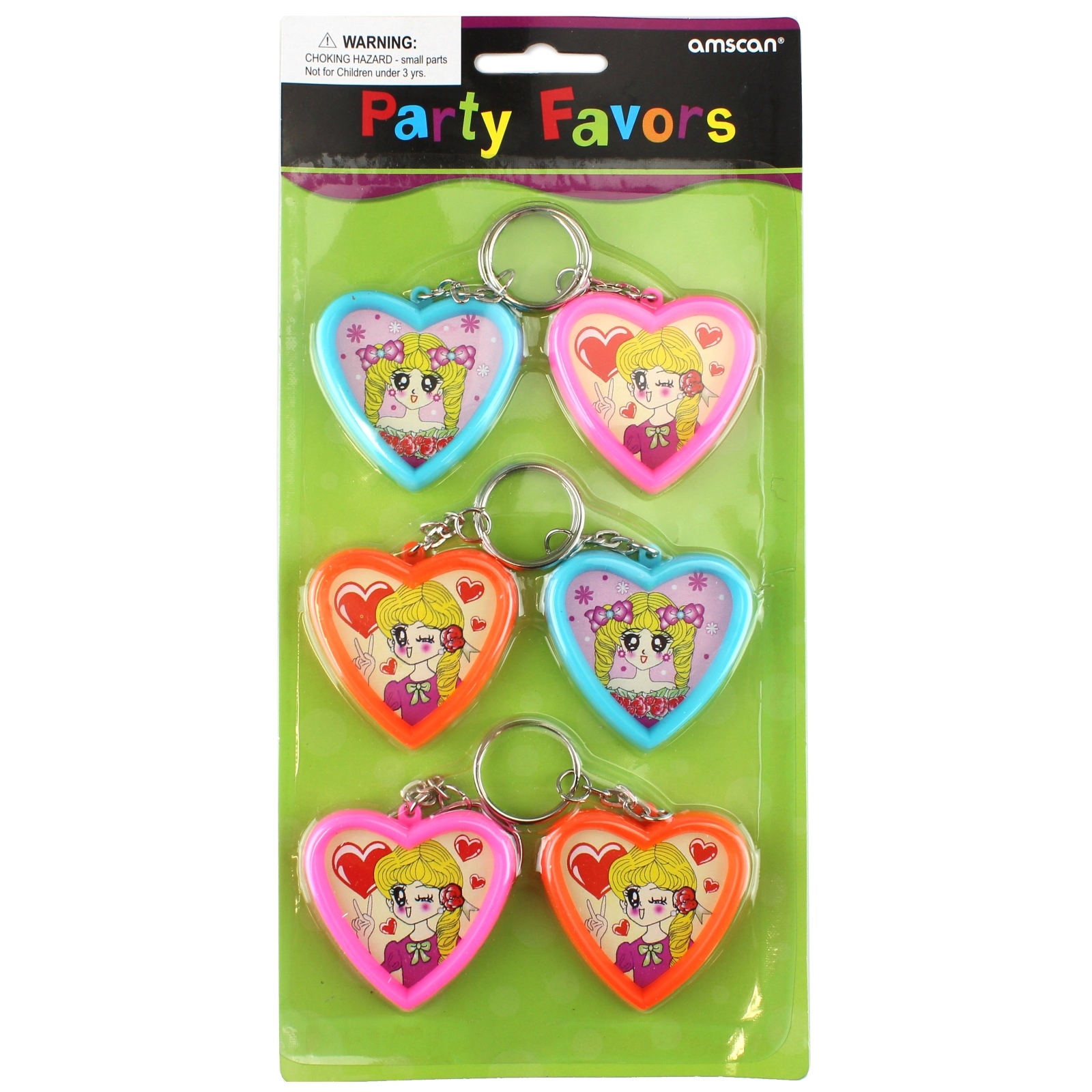 Plastic Heart Photo Frame Keyrings (Pack of 6)