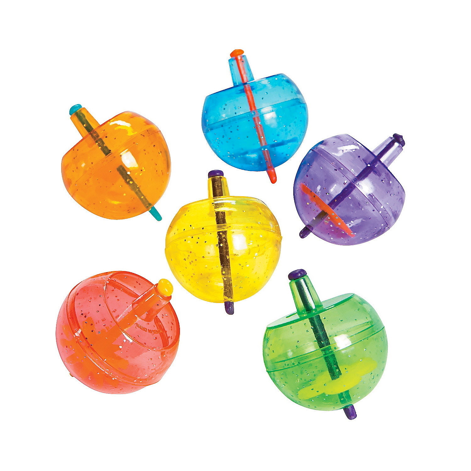 Neon Glitter Spinning Tops (Pack of 10)