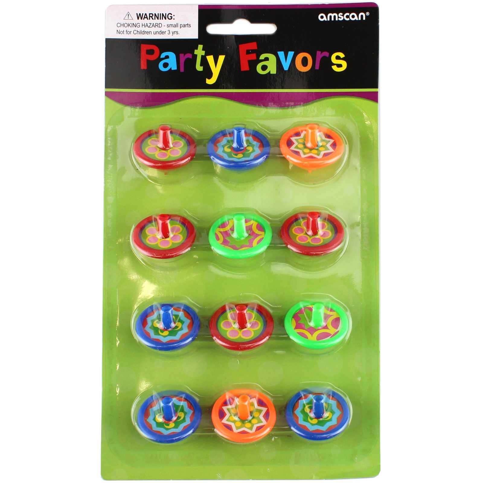 Plastic Mini Spinning Tops (Pack of 12)