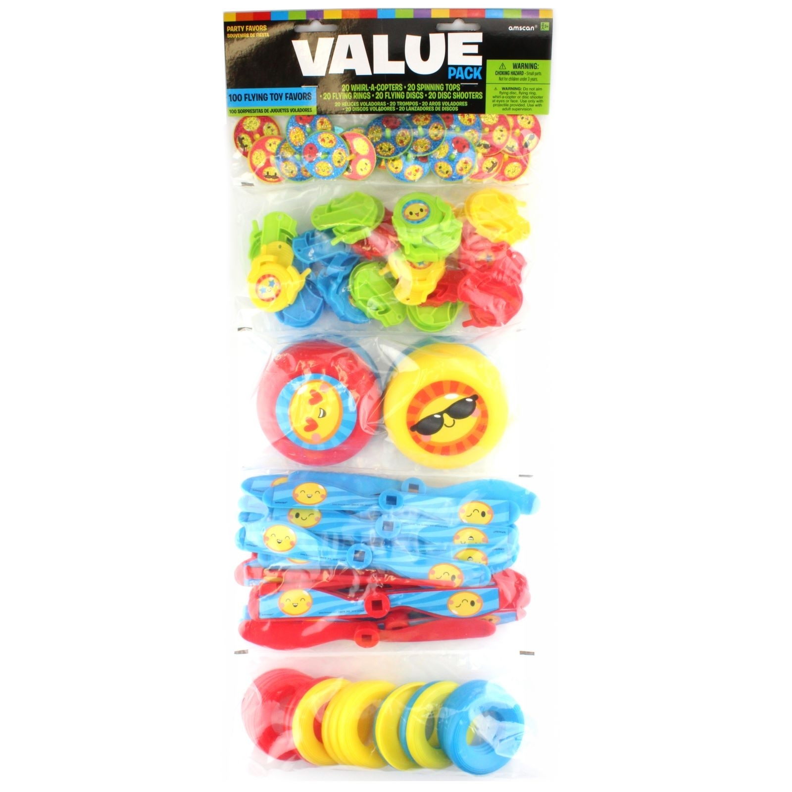 Smiley Flying Toy Super Mega Value Favour Pack (100 Pieces)