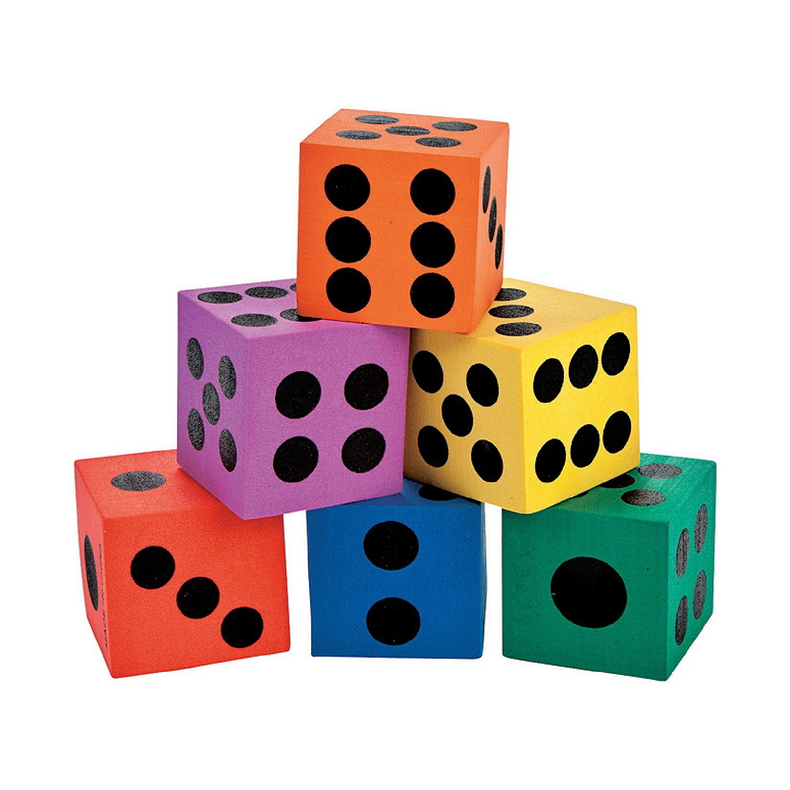Coloured Foam Dice (Pack of 12)