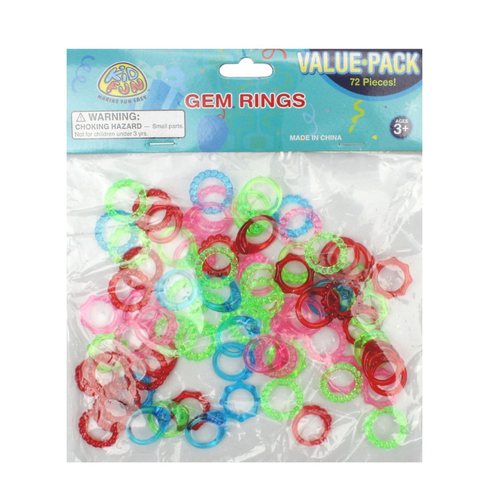 Plastic Coloured Gem Rings (Pack of 72) | Party Bag Fillers | Favours ...