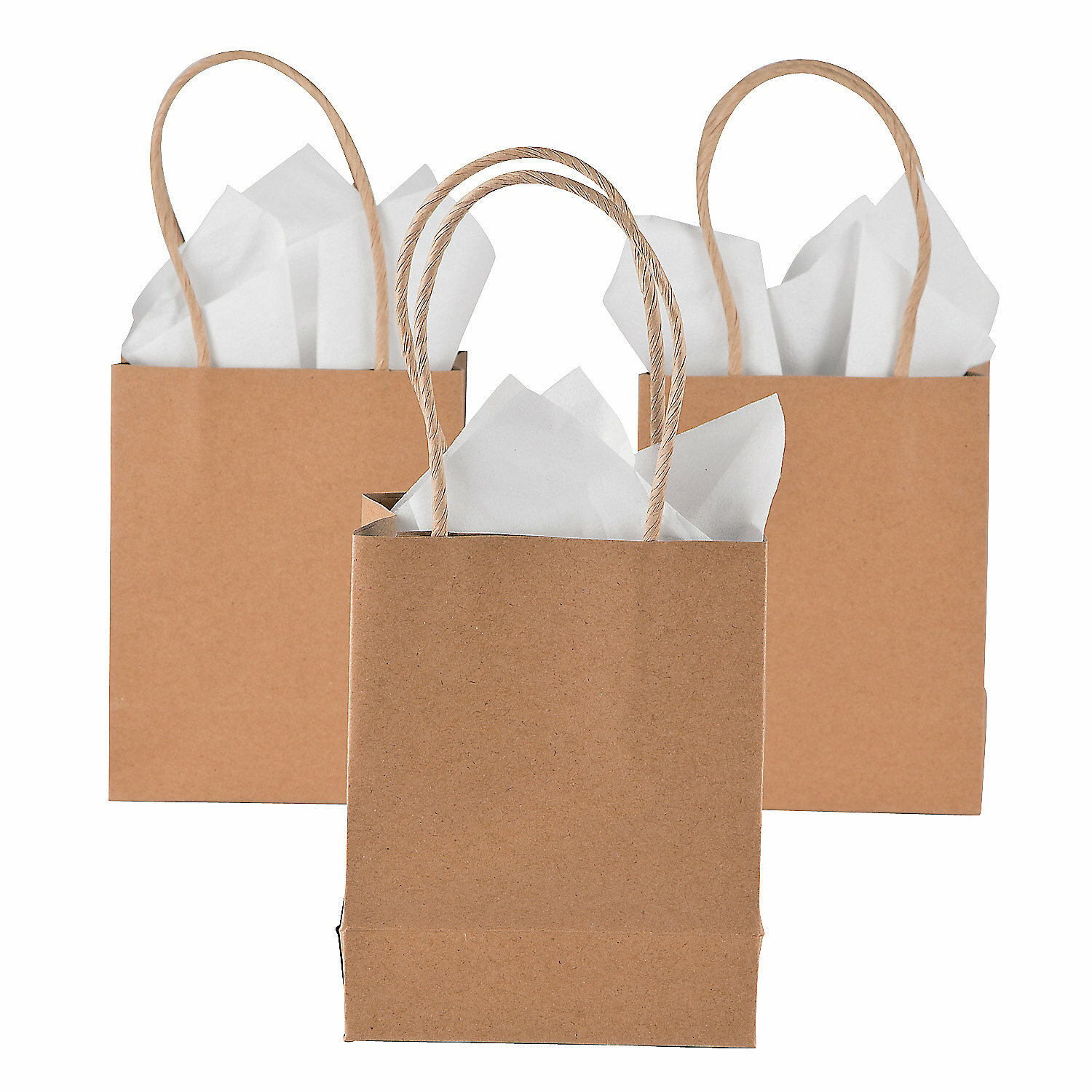 Brown Paper Favour Bags 14cm x 11cm x 6cm (Pack of 12)