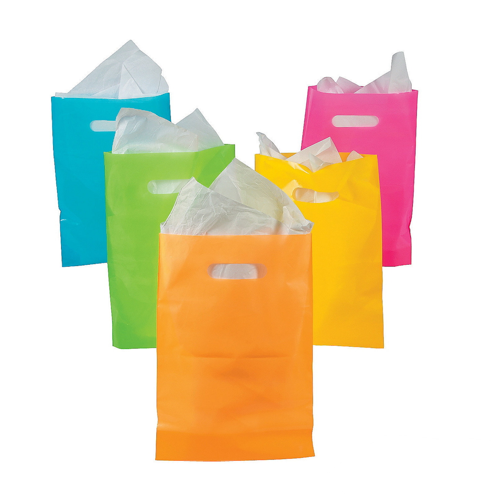 Neon Plastic Treat Bags 30cm (Pack of 50)