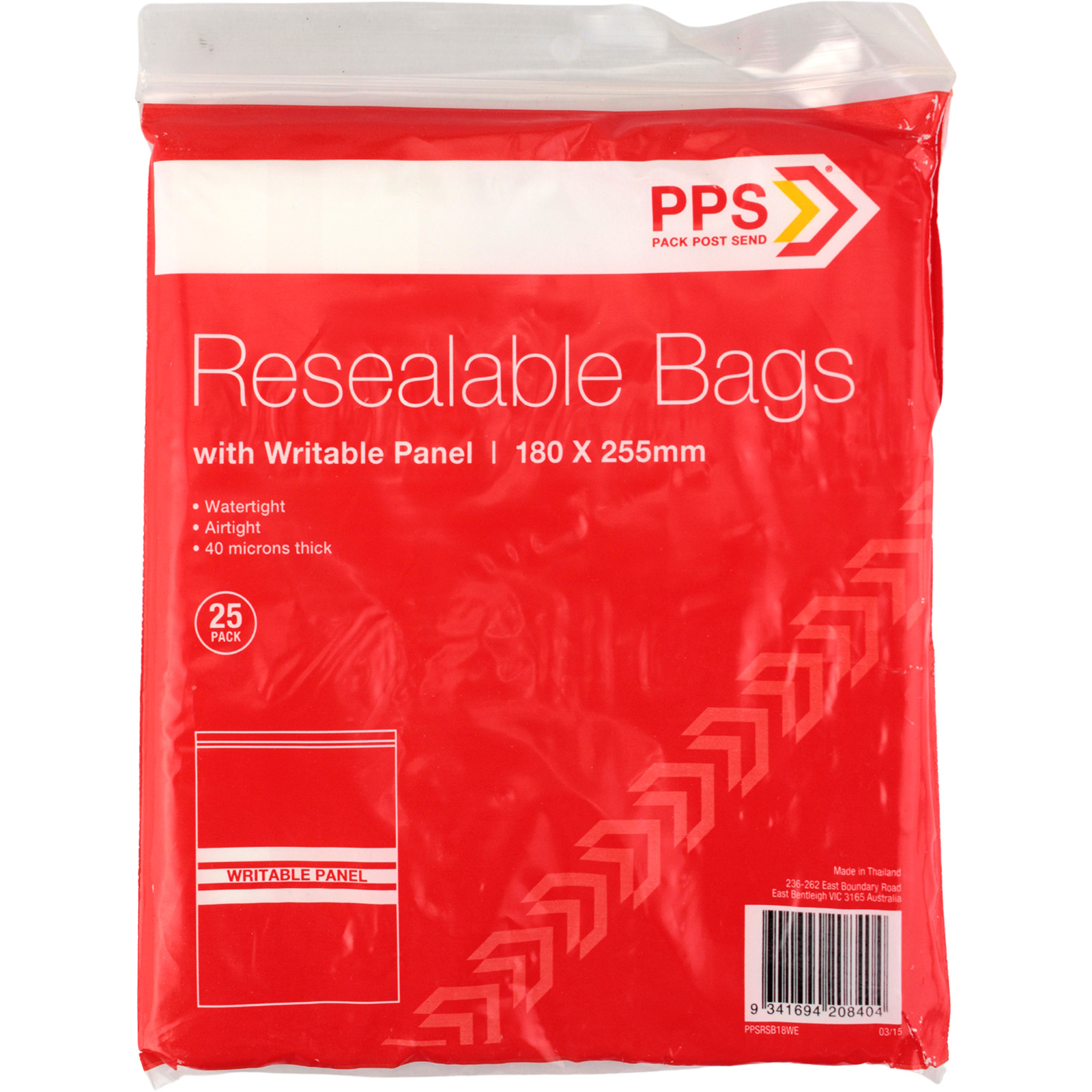 Clear Resealable Snap Lock Bags 18cm x 25.5cm (Pack of 25) 