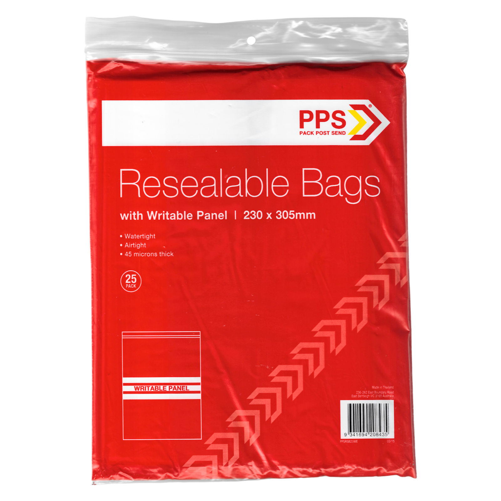 Clear Resealable Snap Lock Bags 23cm x 30.5cm (Pack of 25)