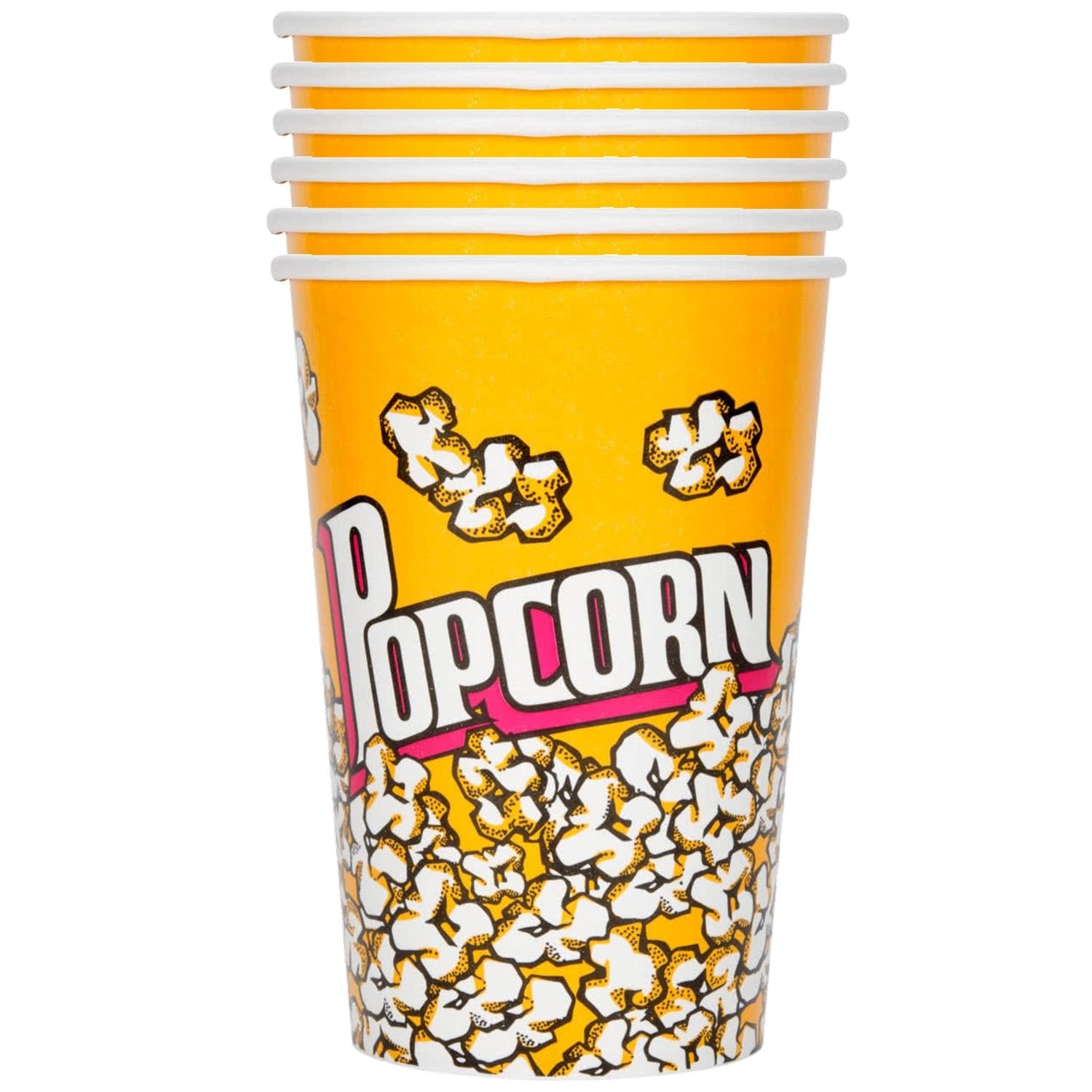 Yellow Popcorn Cups (Pack of 6)
