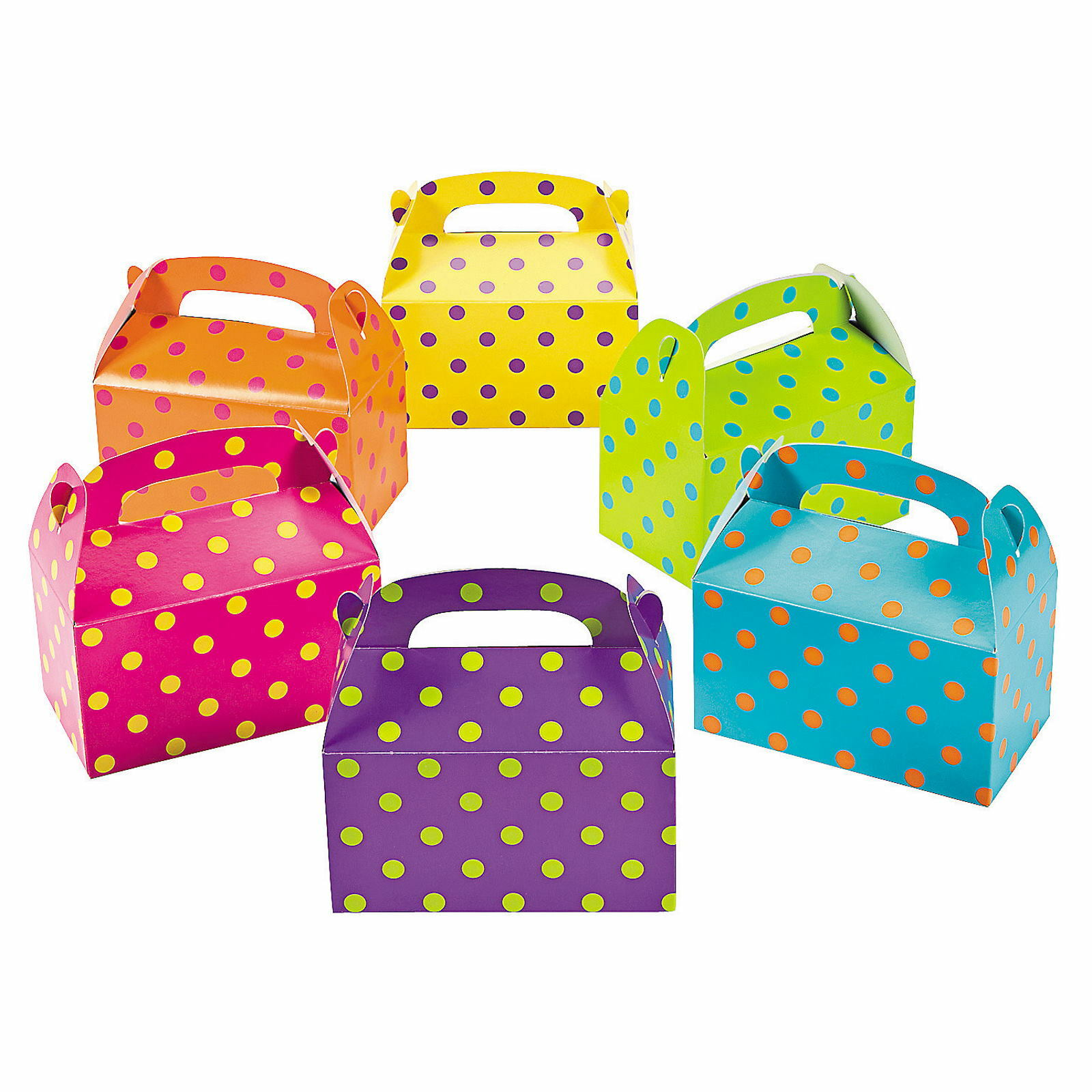 Bright Polka Dot Lolly/Treat Boxes (Pack of 12)
