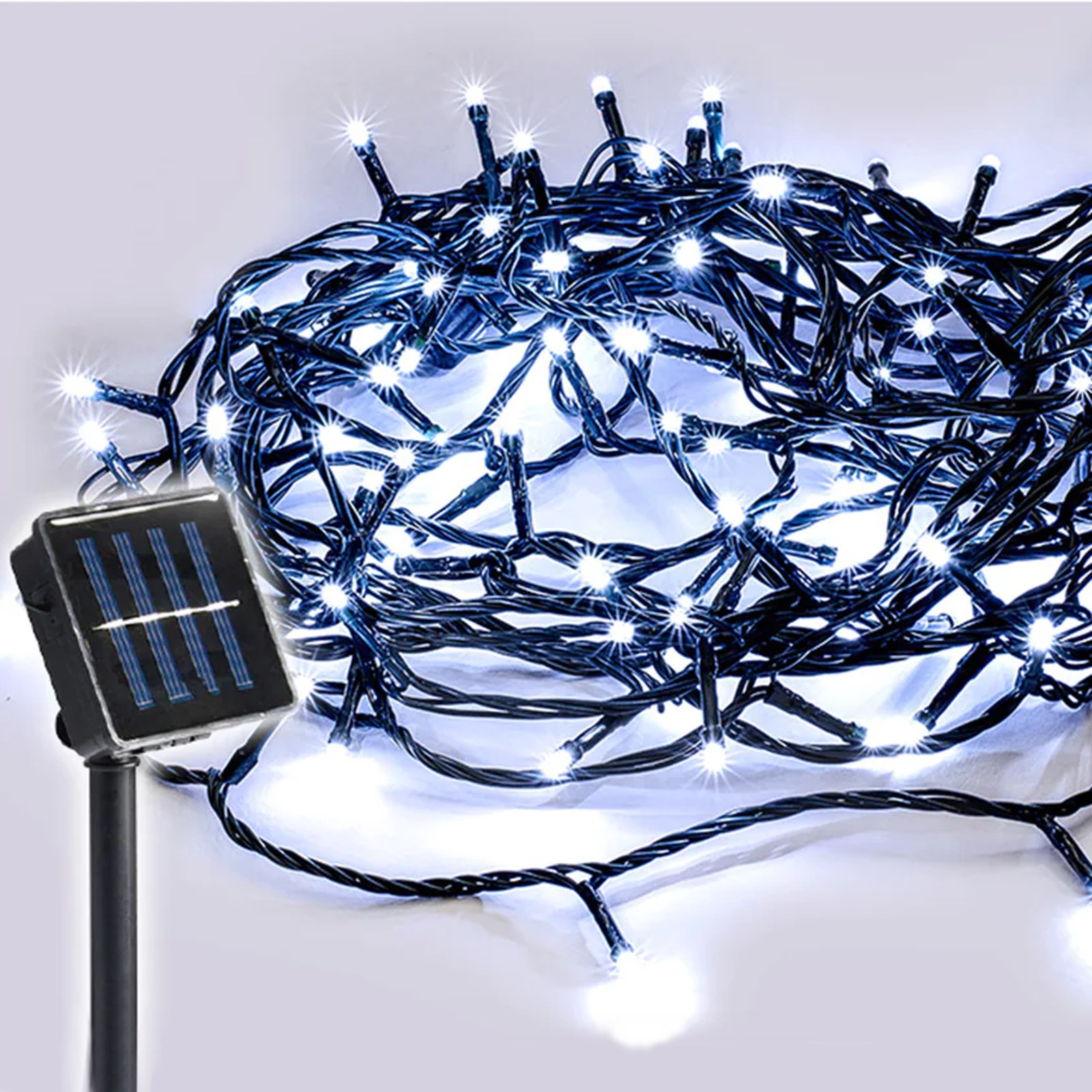 100 White Solar LED Fairy Lights 4.9m