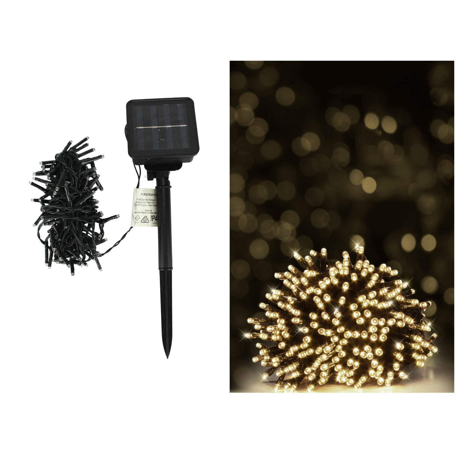 100 Warm White LED 2 Function Solar Fairy Lights 4.95m 