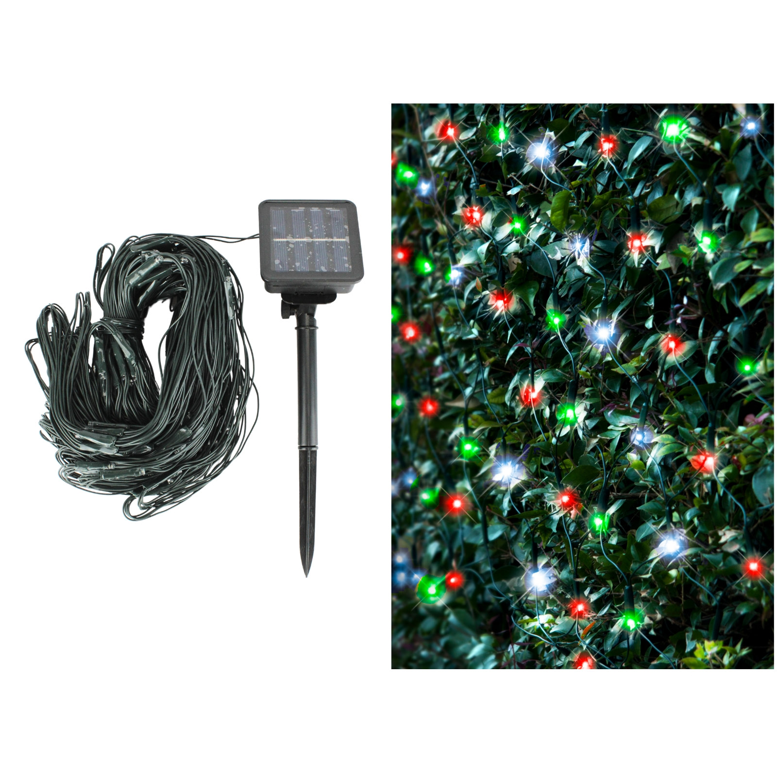 150 Red White and Green LED Solar Net Light 2.5m x 1.3m 