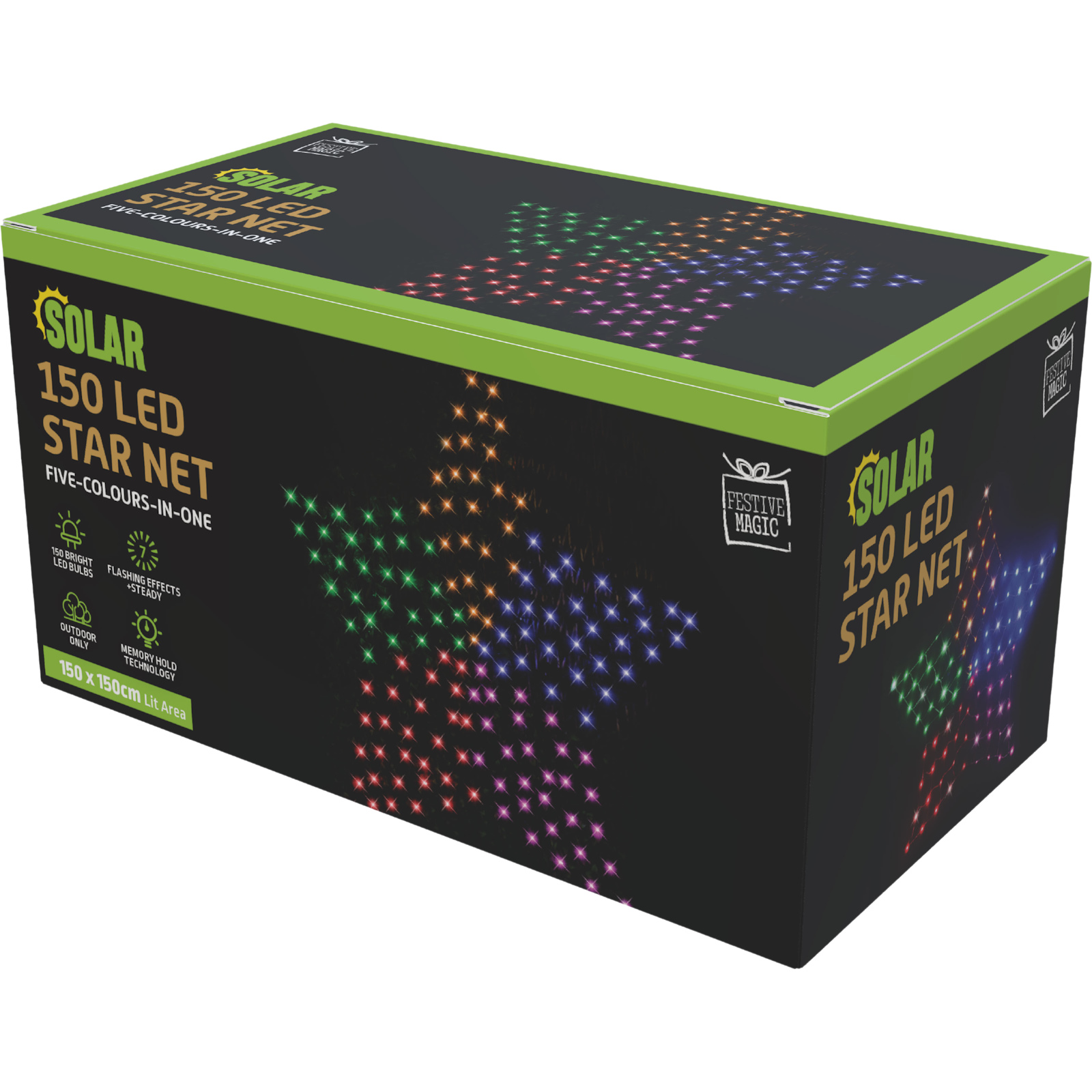 Rainbow LED Solar Star Net Light 150cm Discount Party Supplies