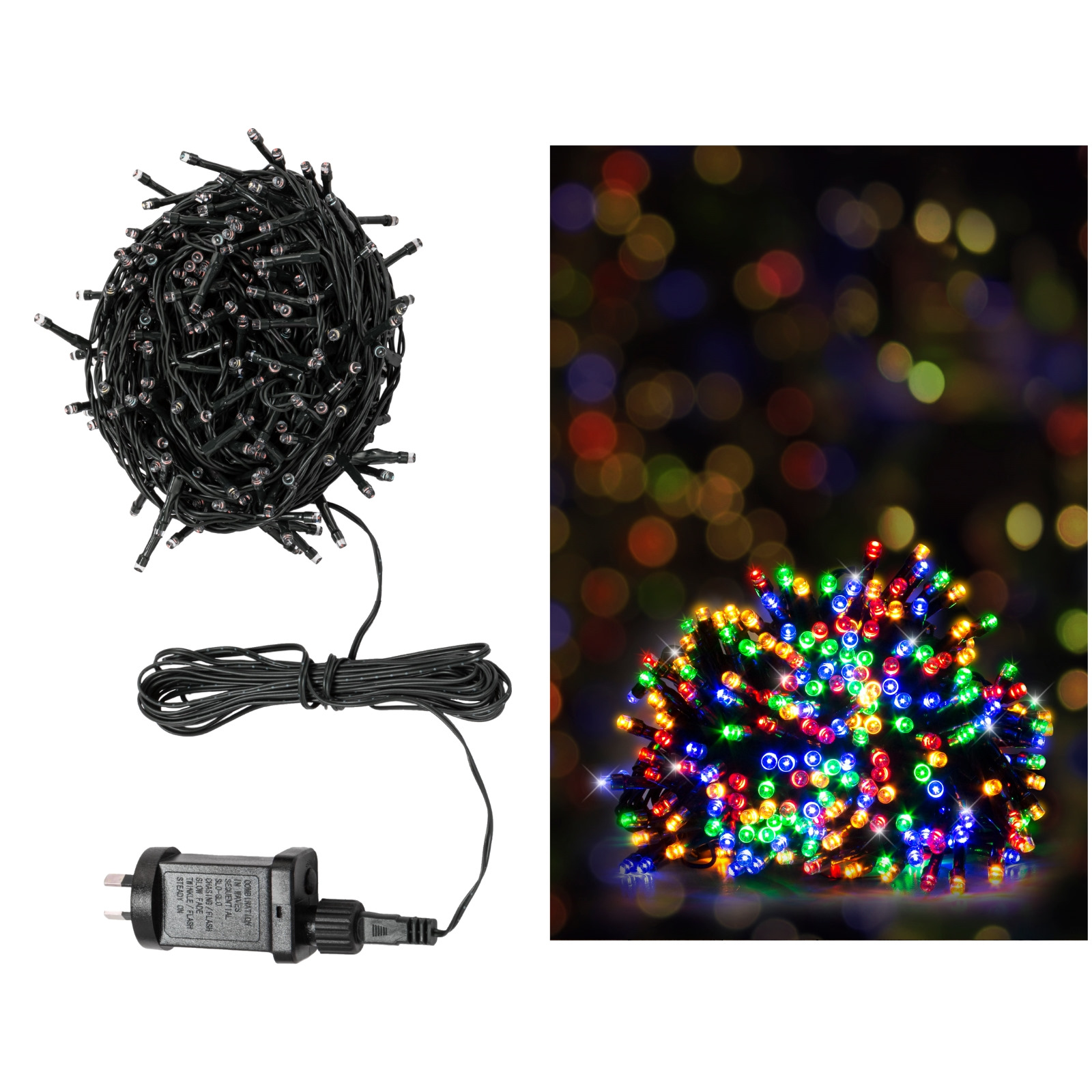 120 Multicolour LED 7 Function Fairy Lights 5.95m 