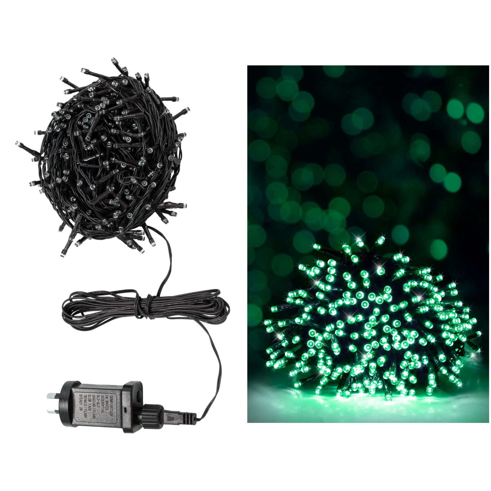 120 Green LED 7 Function Fairy Lights 5.95m