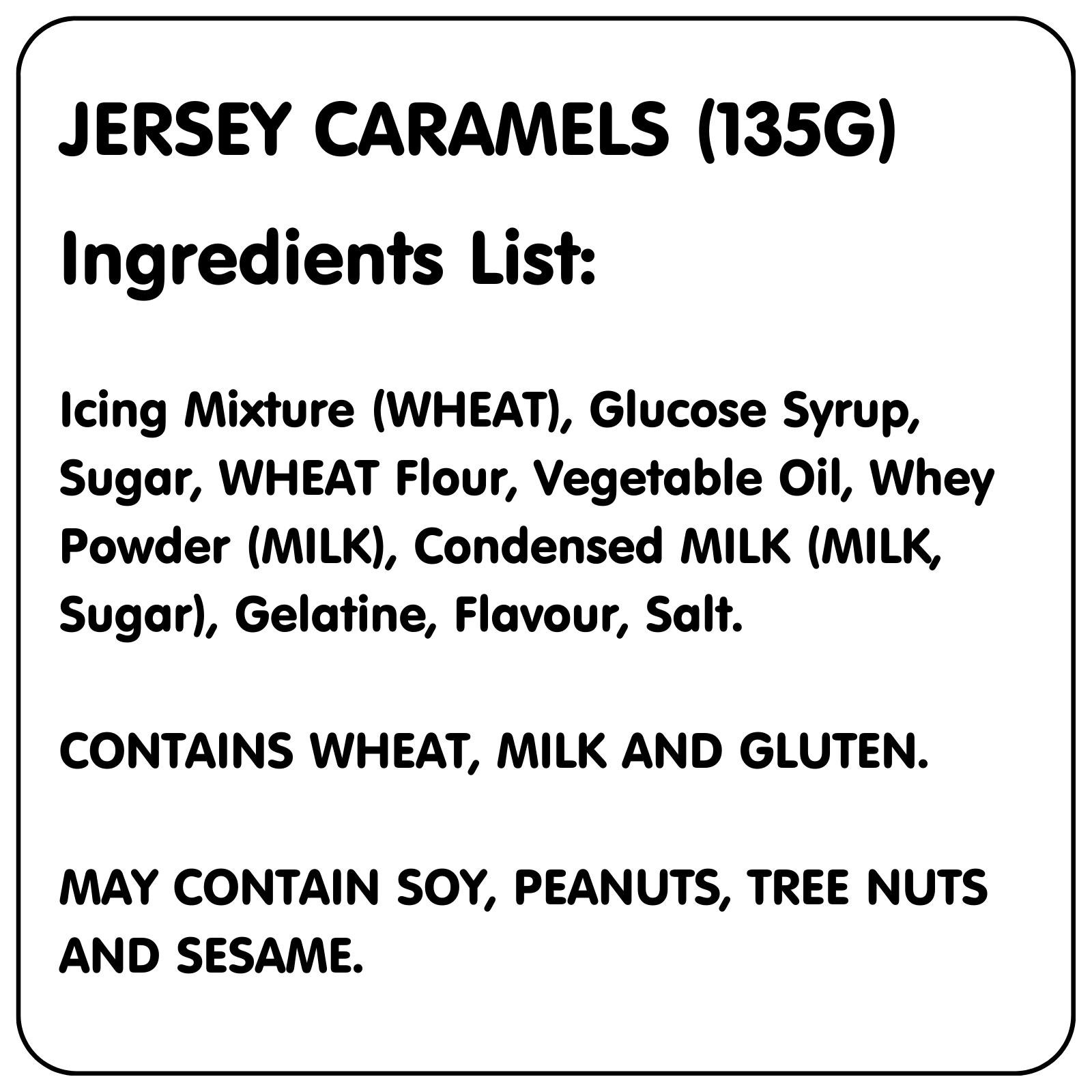 Jersey Caramels (135g) Lollies, Sweets, & Candy Party Food and