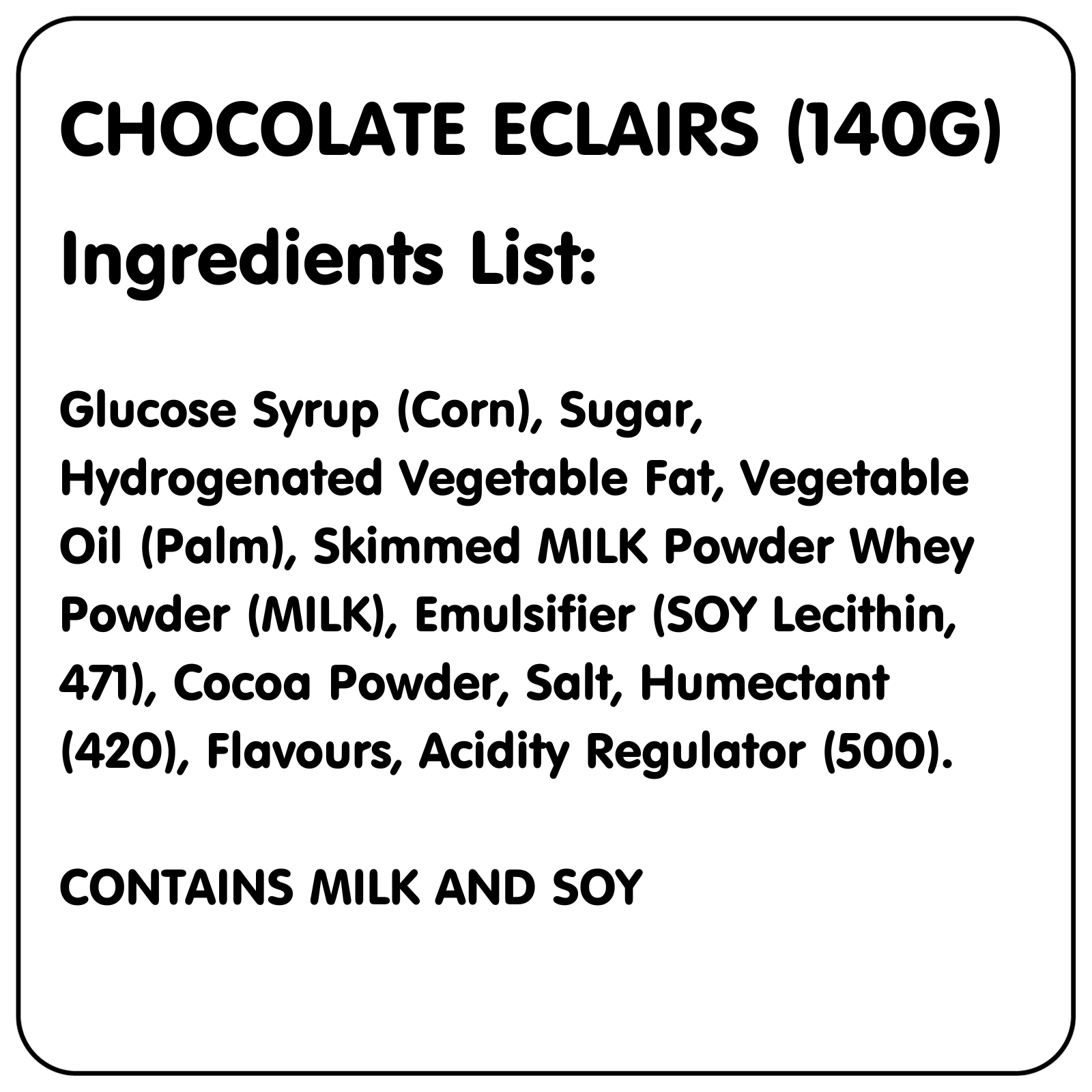 Chocolate Eclairs (140g) Lollies, Sweets, & Candy Party Food and
