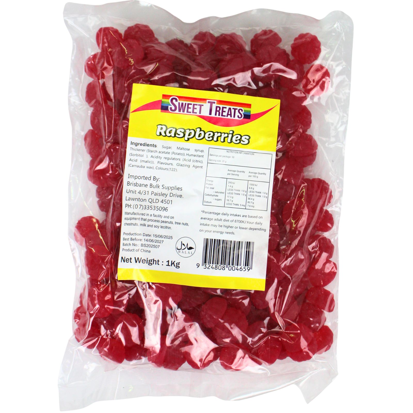Sweet Treats Raspberry Lollies (1kg Bag) 