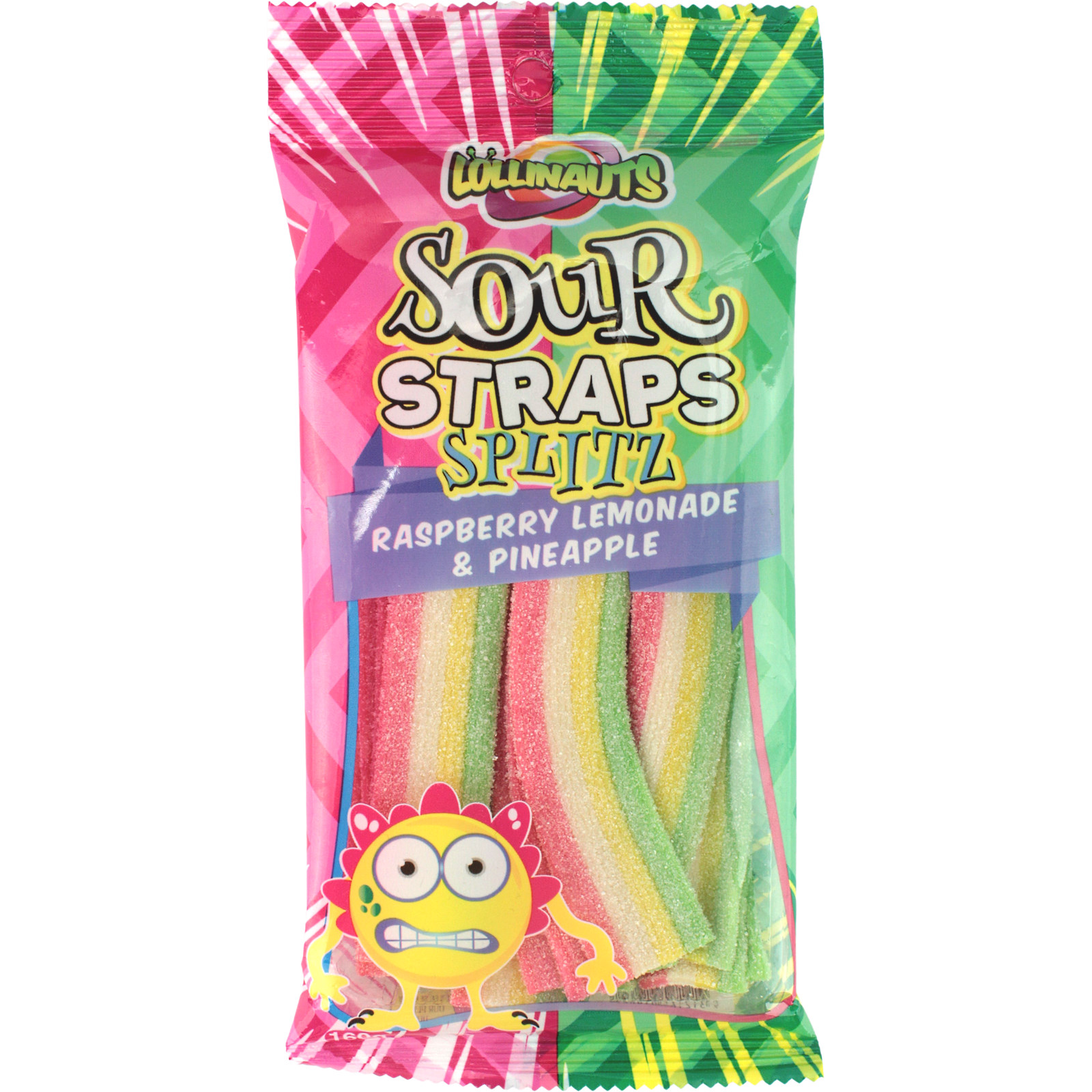 Raspberry, Lemonade and Pineapple Sour Straps Splitz (160g Pack)