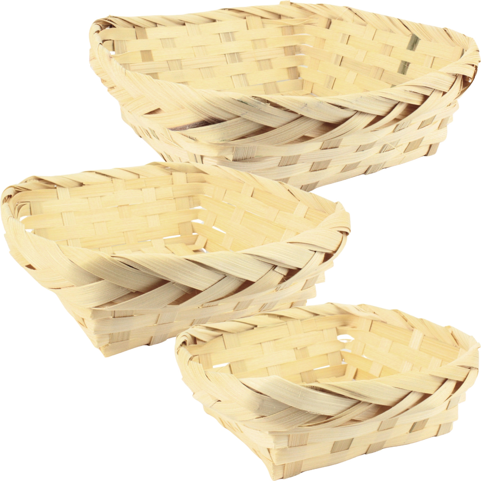 Bamboo Square Woven Gift Baskets (Pack of 3)