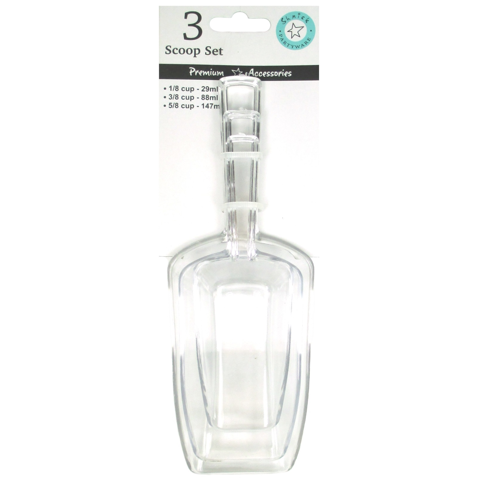 Clear Plastic Lolly Scoops (Set of 3)