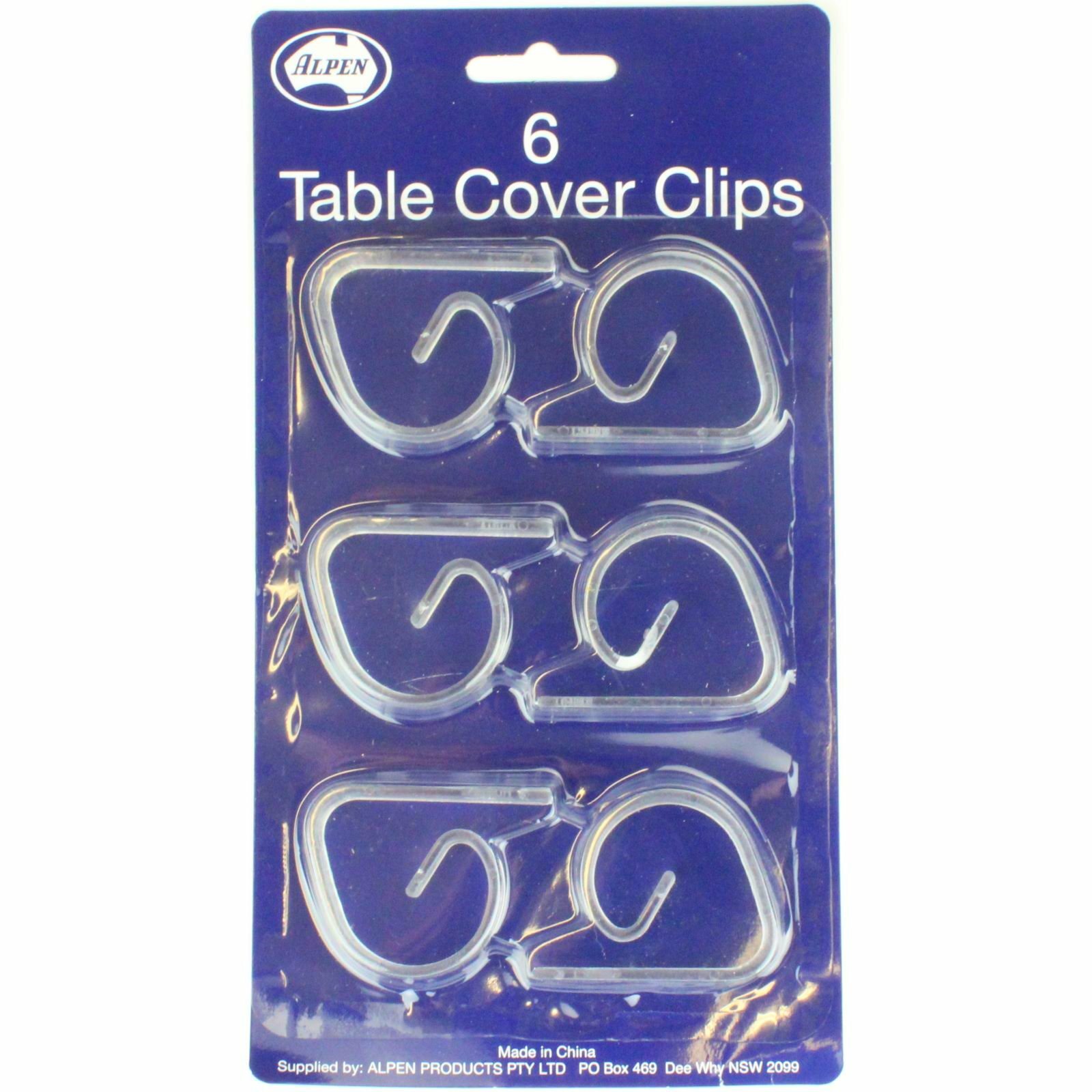 Clear Plastic Tablecloth Clips (Pack of 6)