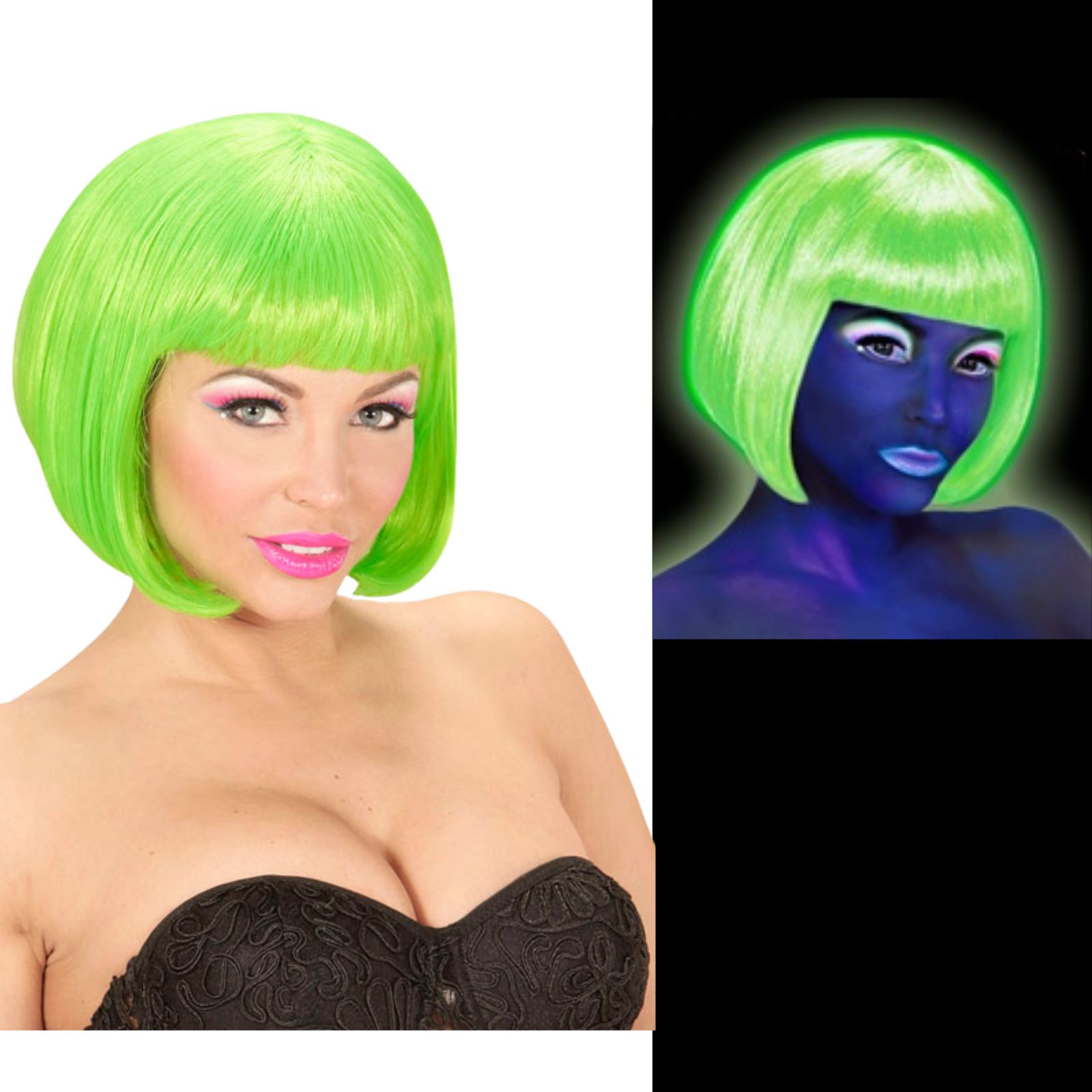 Adult Neon Green Bob Wig 