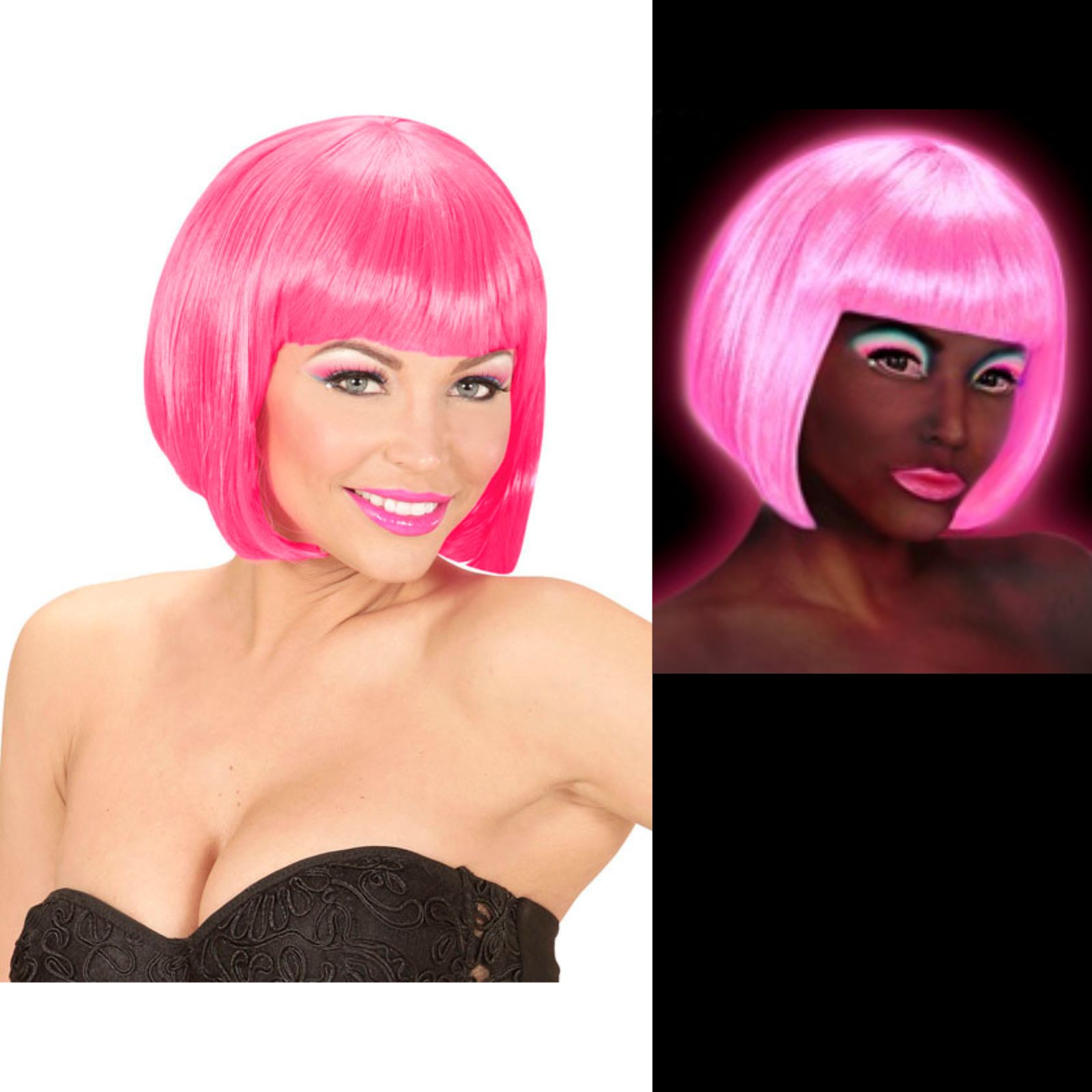 Adult Neon Pink Bob Wig 