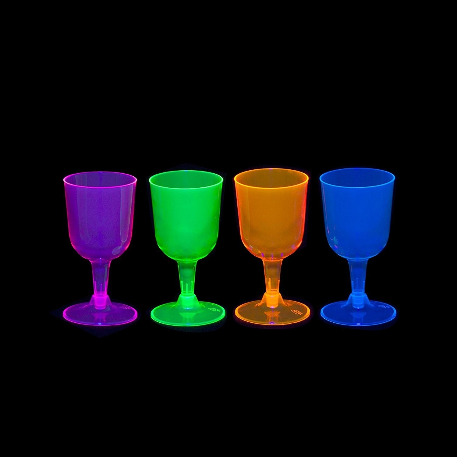 Neon Coloured Plastic Wine Glasses 295ml (Pack of 20) Glow Party