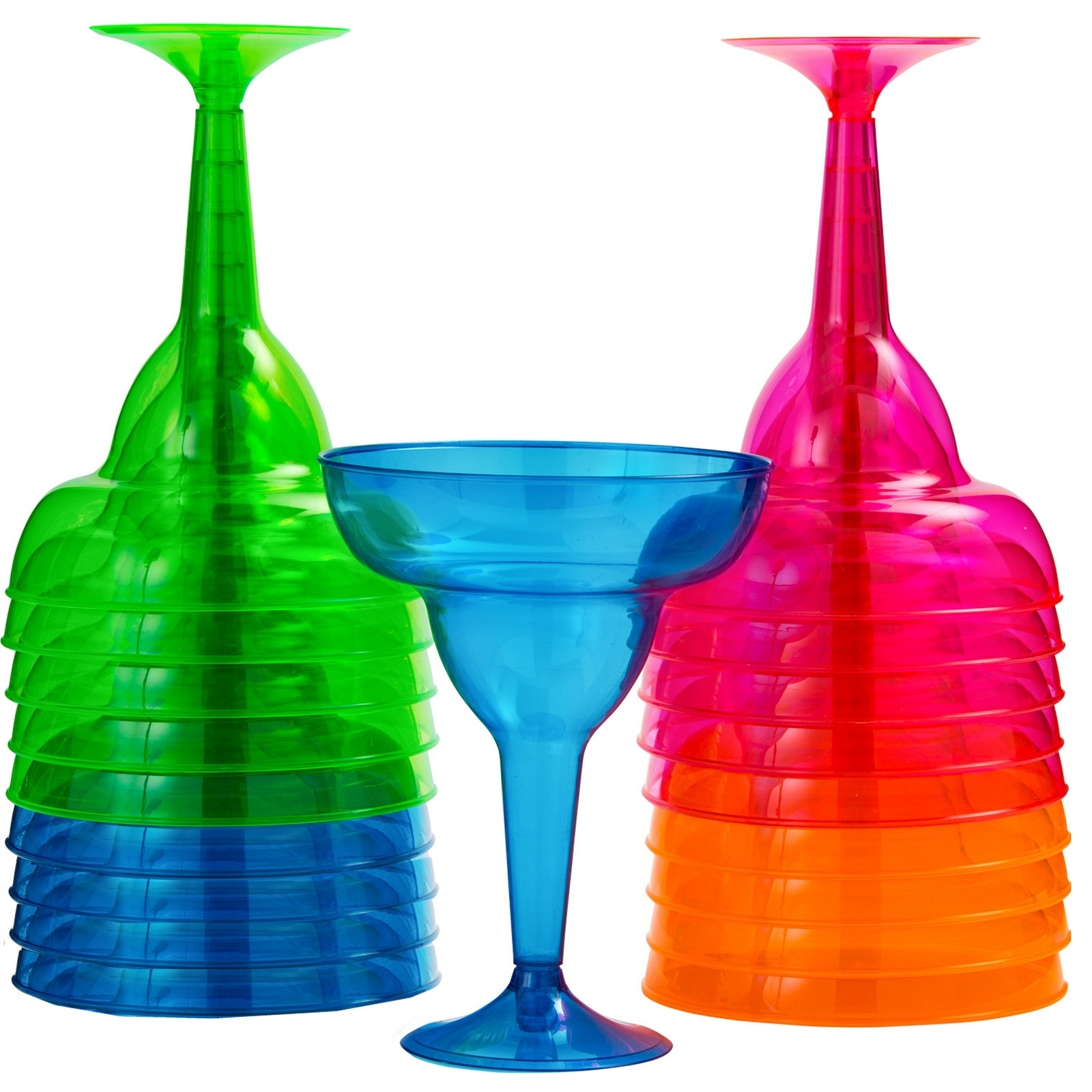 Neon Coloured Plastic Margarita Glasses 325ml (Pack of 20)
