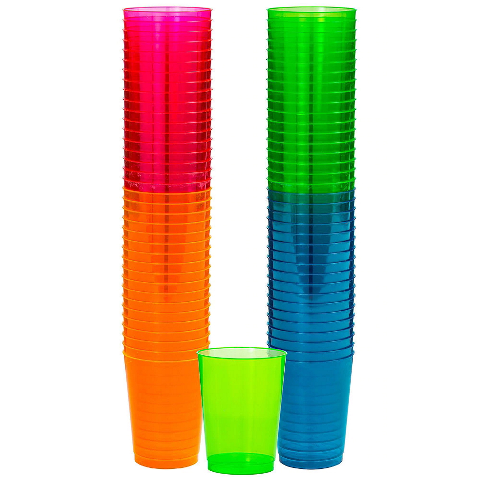 Neon Coloured Plastic Tumbler Cups 295ml (Pack of 72)