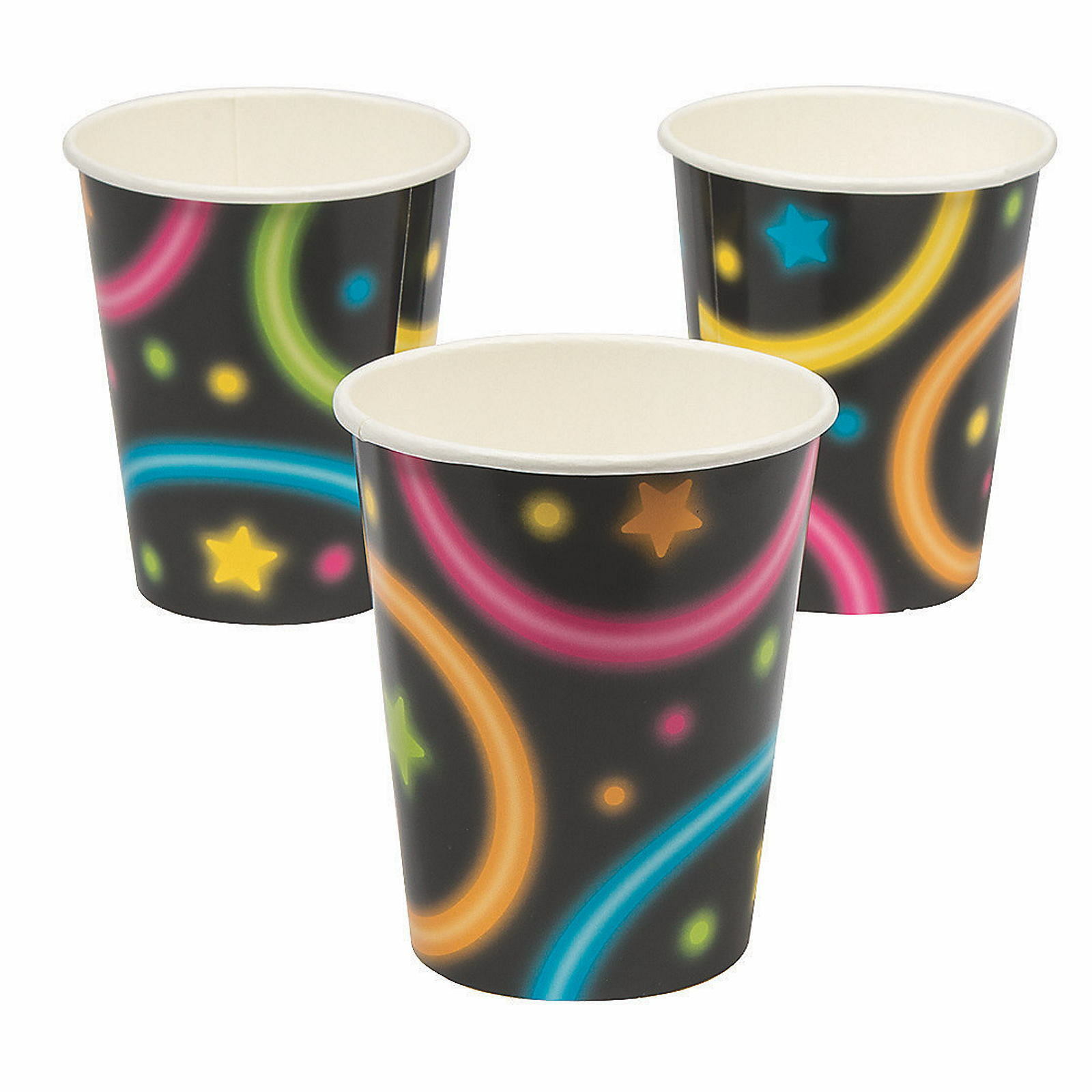 Neon Glow Party Paper Cups (Pack of 8)