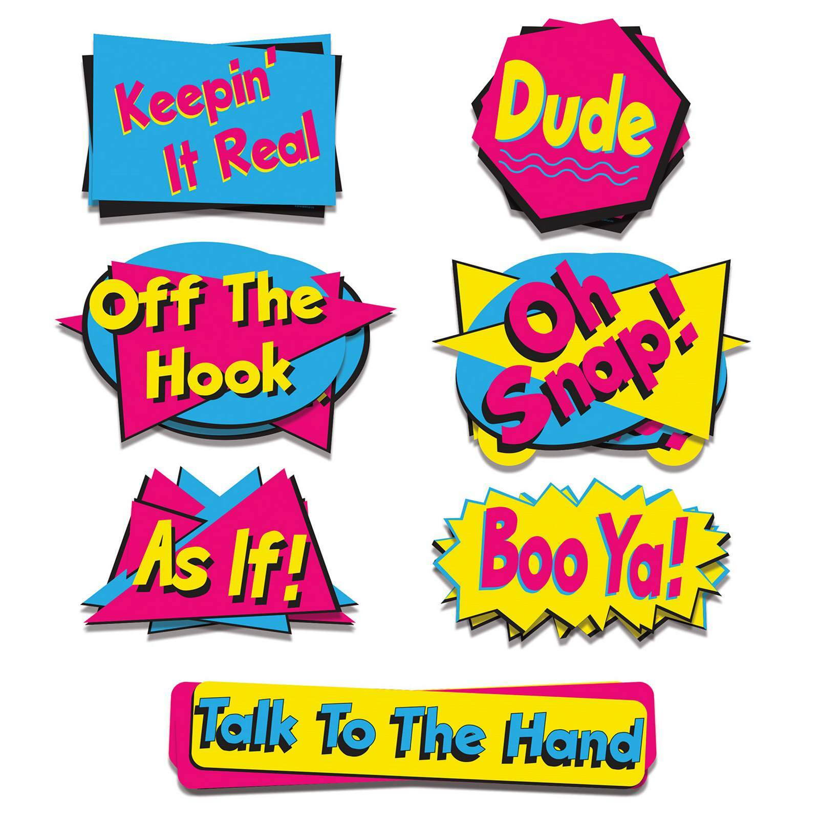 I Love the 90's Phrase Cutouts (Pack of 7)