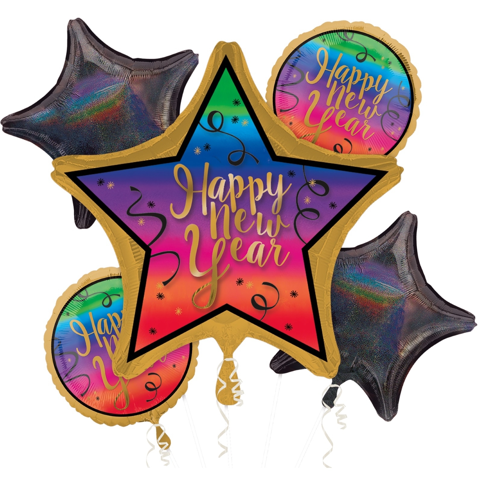 Colourful Happy New Year Helium Balloon Bouquet