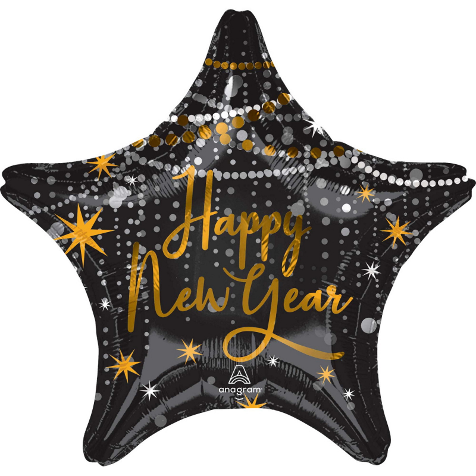 Happy New Year Midnight Hour Star Foil Helium Balloon